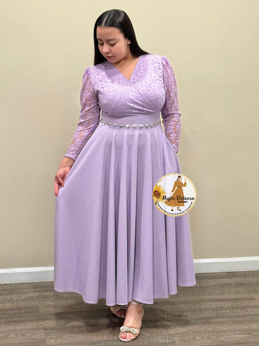 Florencia Lilac Lace Dress