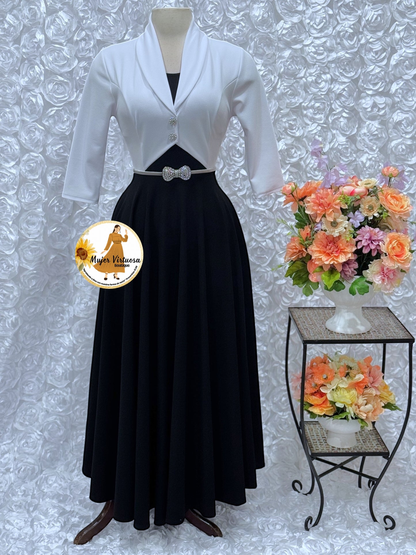 White/Black Blazer Dress