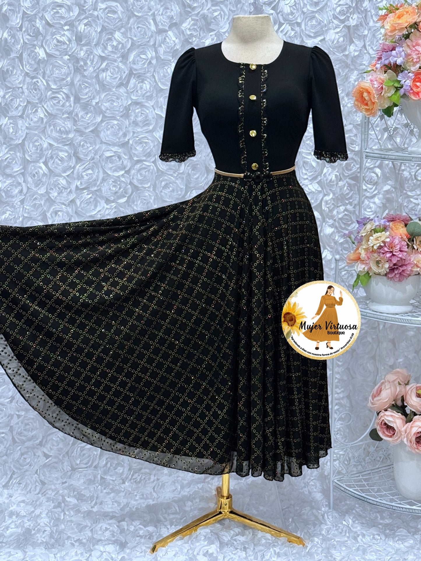 Eleanore Black & Gold Dress
