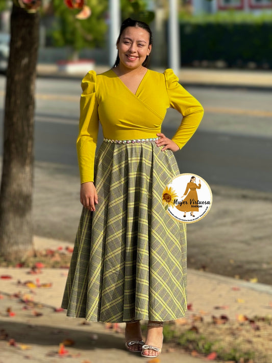 Larissa Lime Yellow Plaid Dress