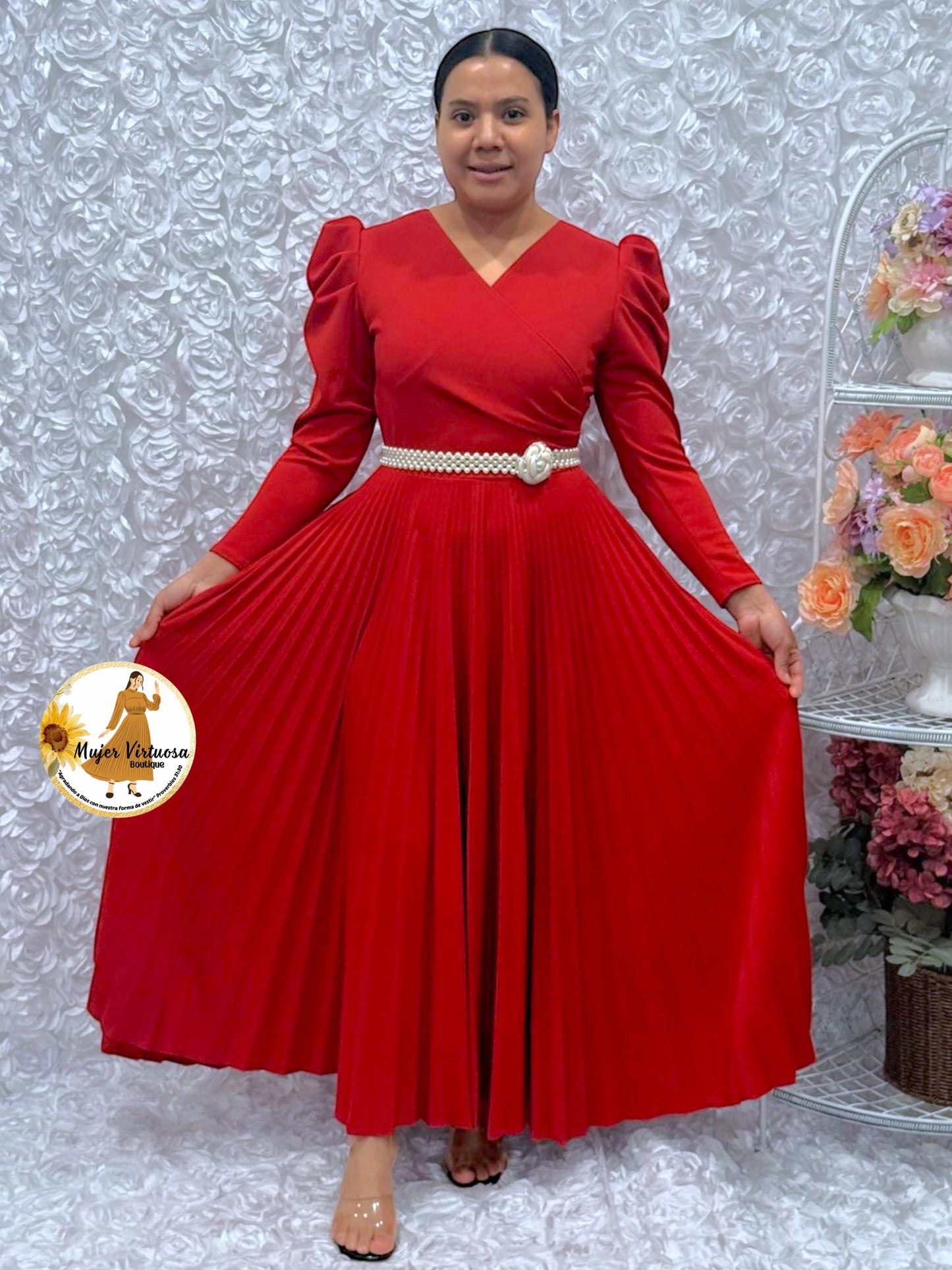 Yvette Rust Pleated Dress