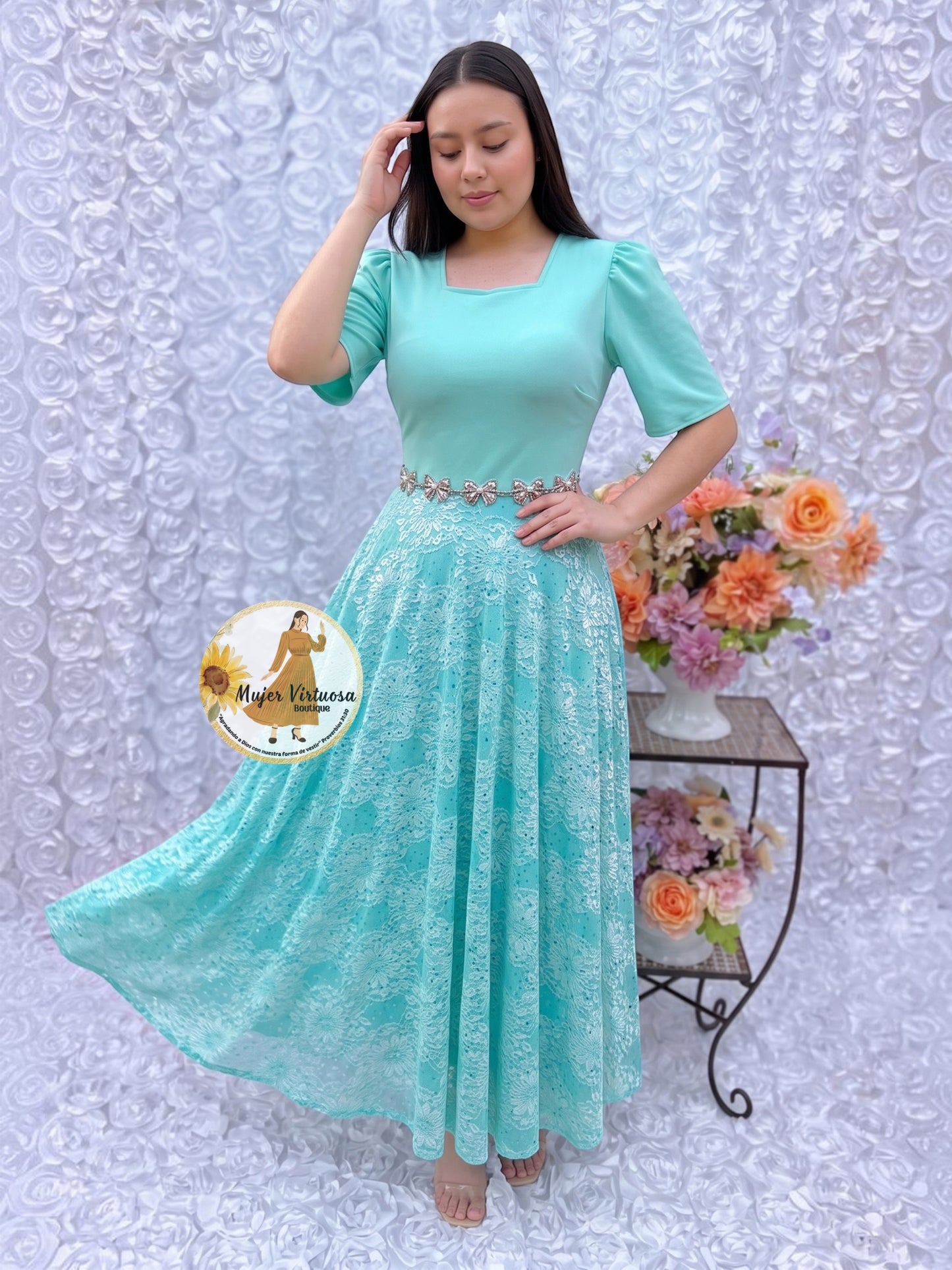 Leonor Mint Lace Dress