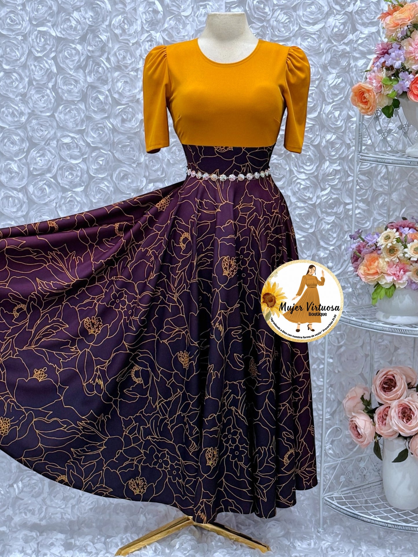 Eliana Mustard/Uva Ombre Dress
