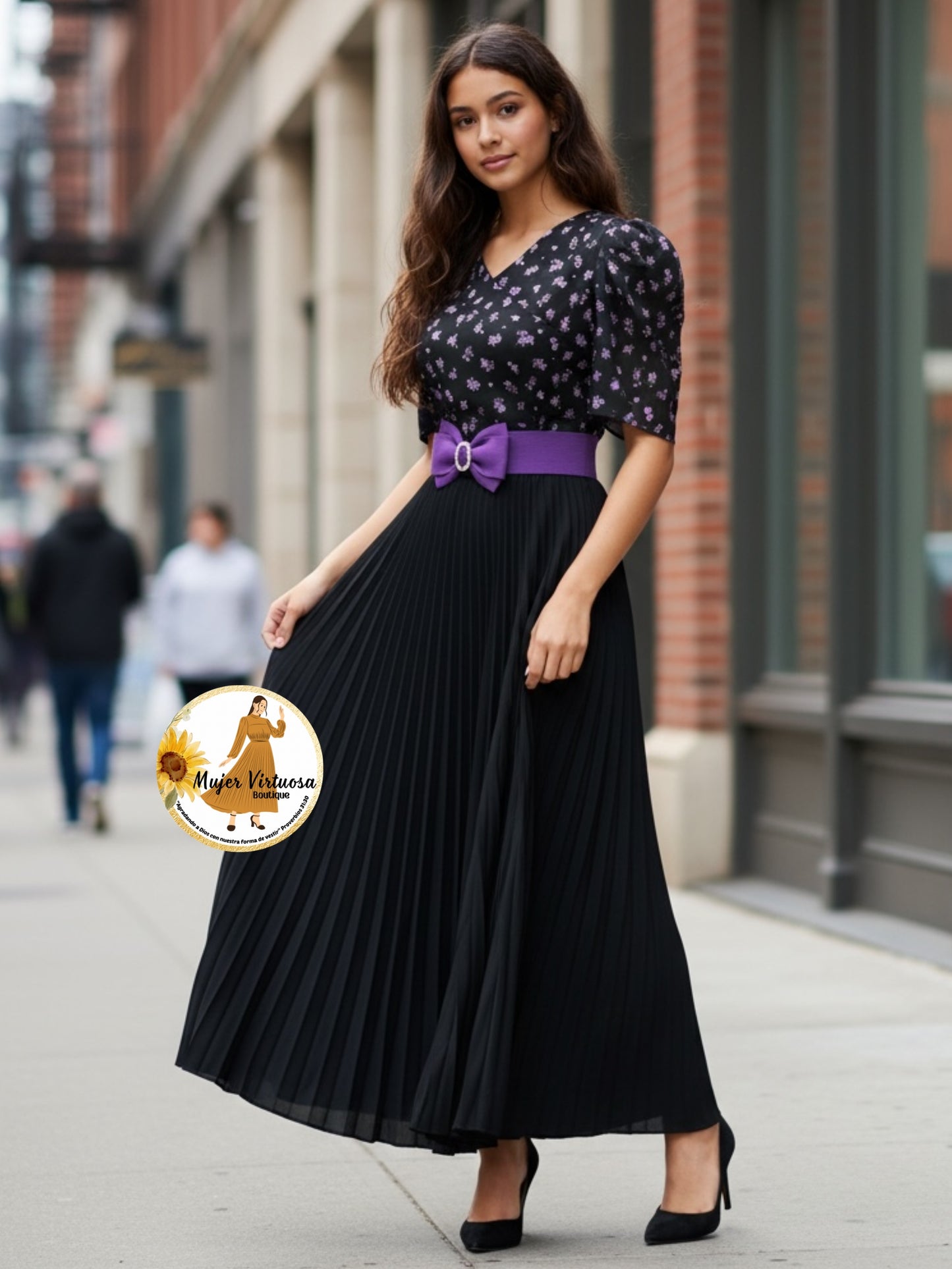 Jessica Black & Purple Floral Dress