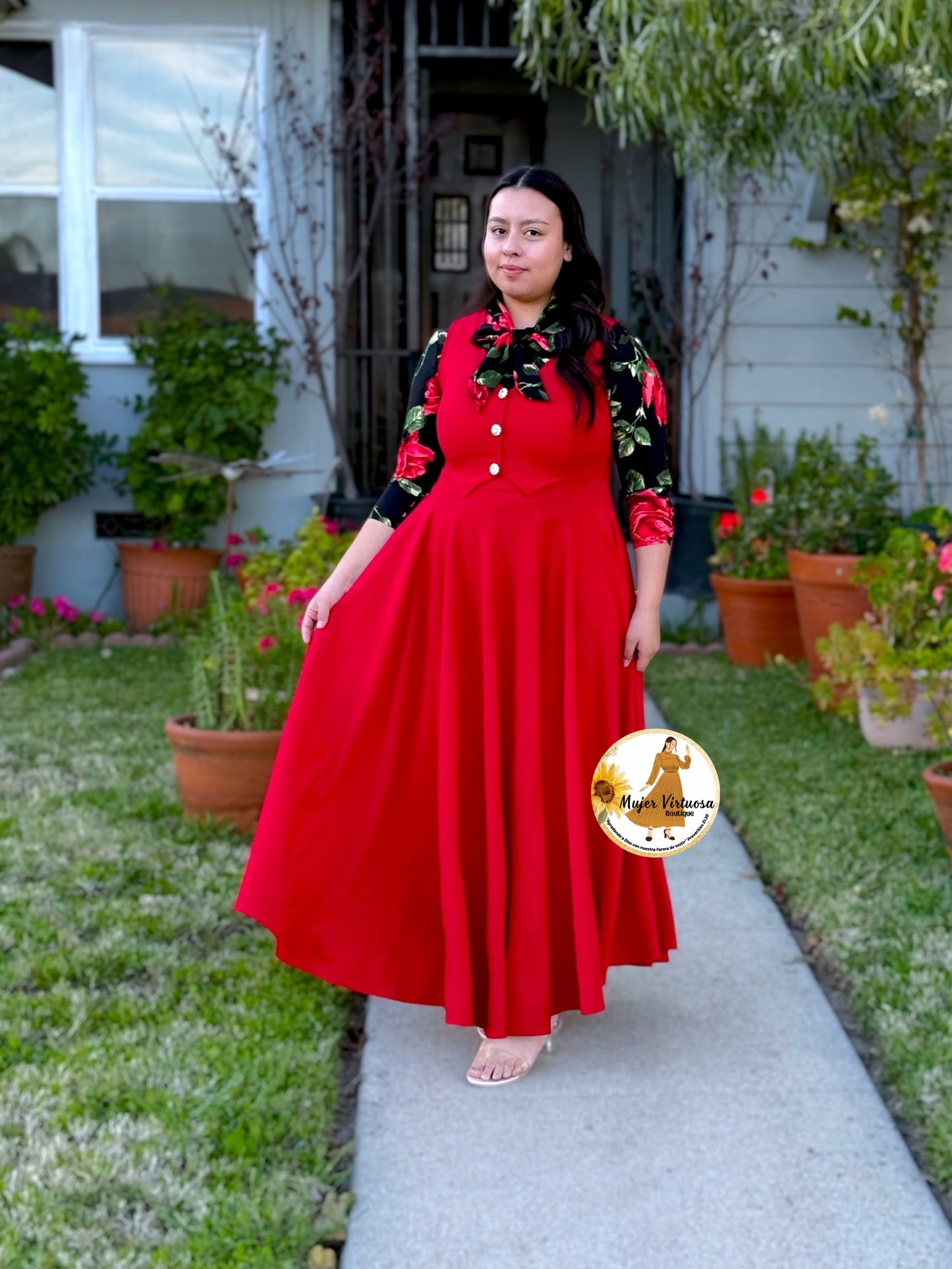 Sara Red Vest Overall