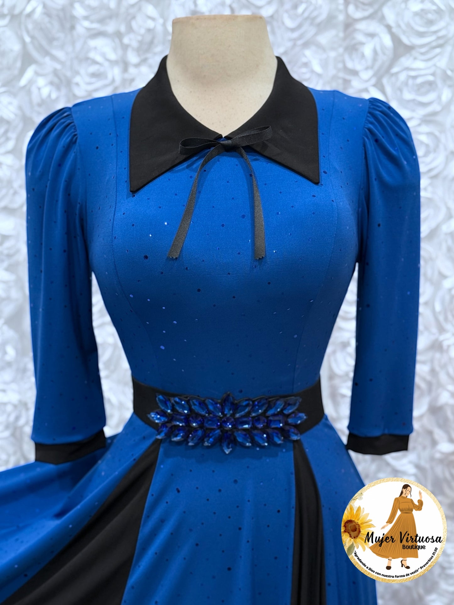 Victoria Royal Blue & Black Sequin Dress