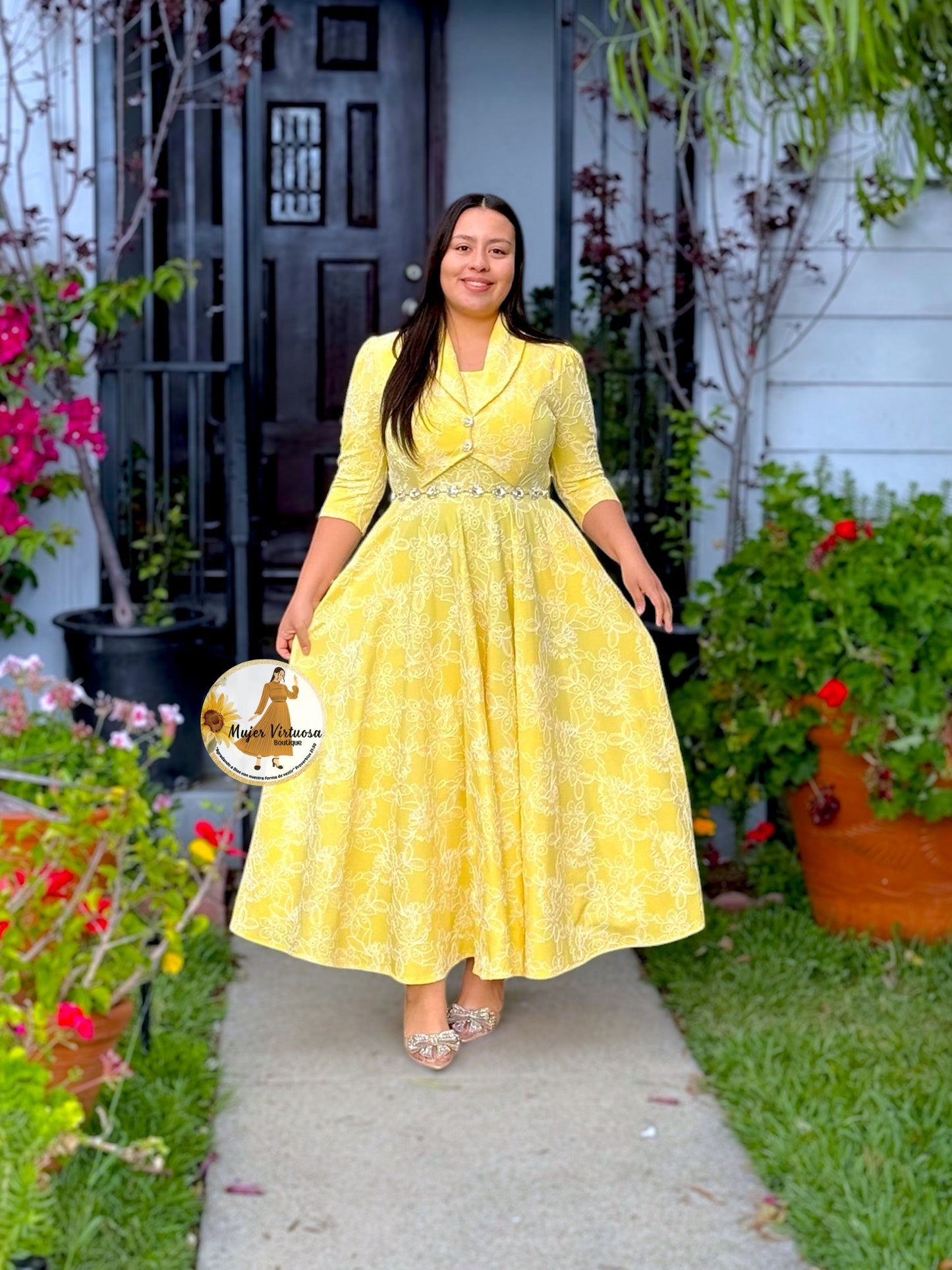 Kendra Yellow Embroidered Dress