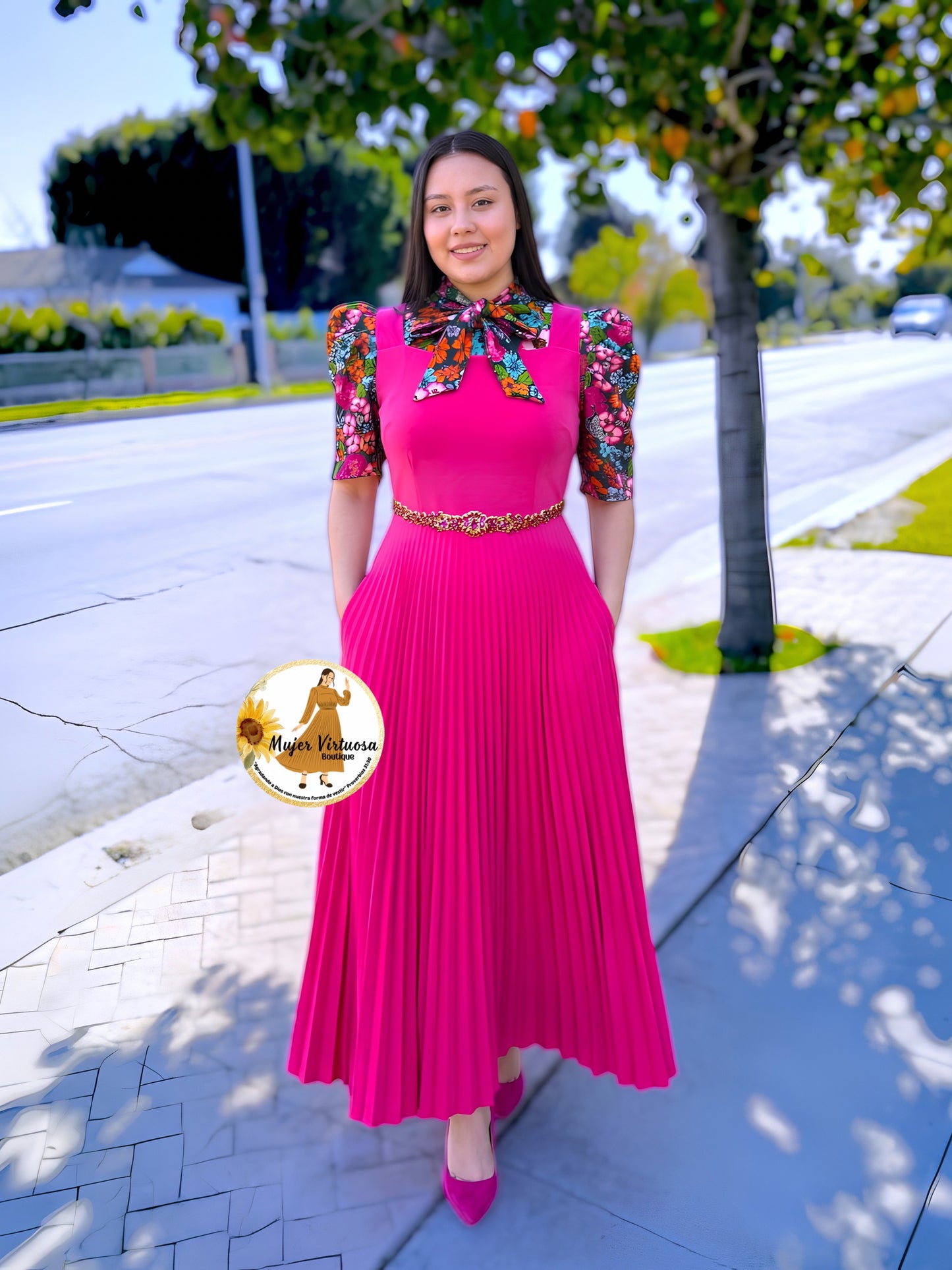 Gaby Fucsia Pleated Overall