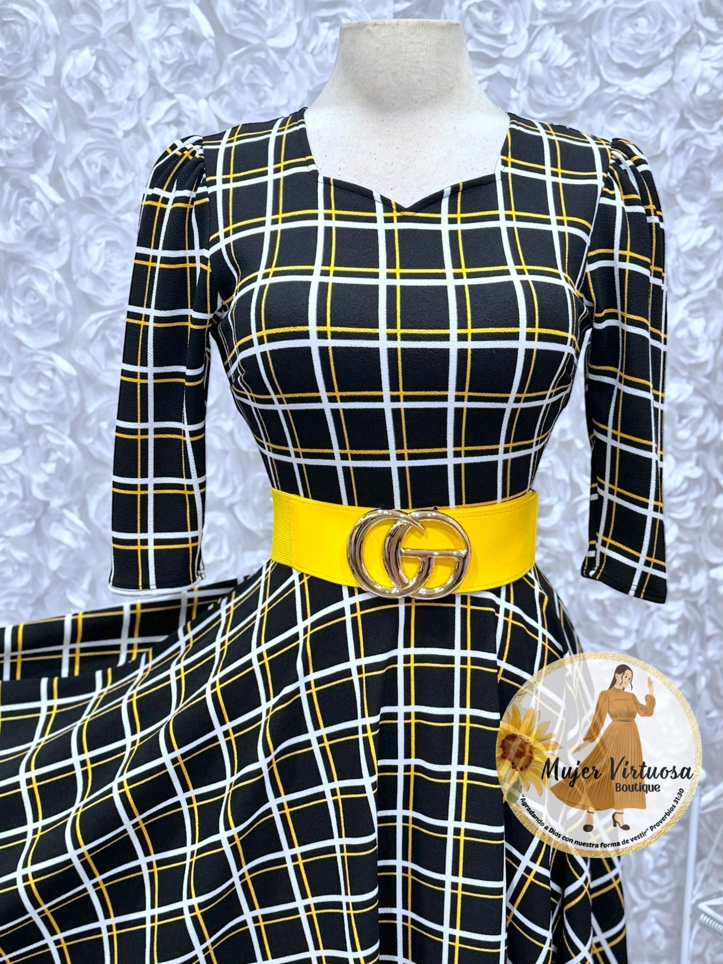 Lucy Black/Yellow Plaid Dress