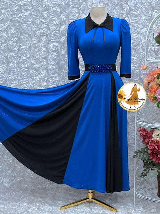 Victoria Royal Blue & Black Sequin Dress
