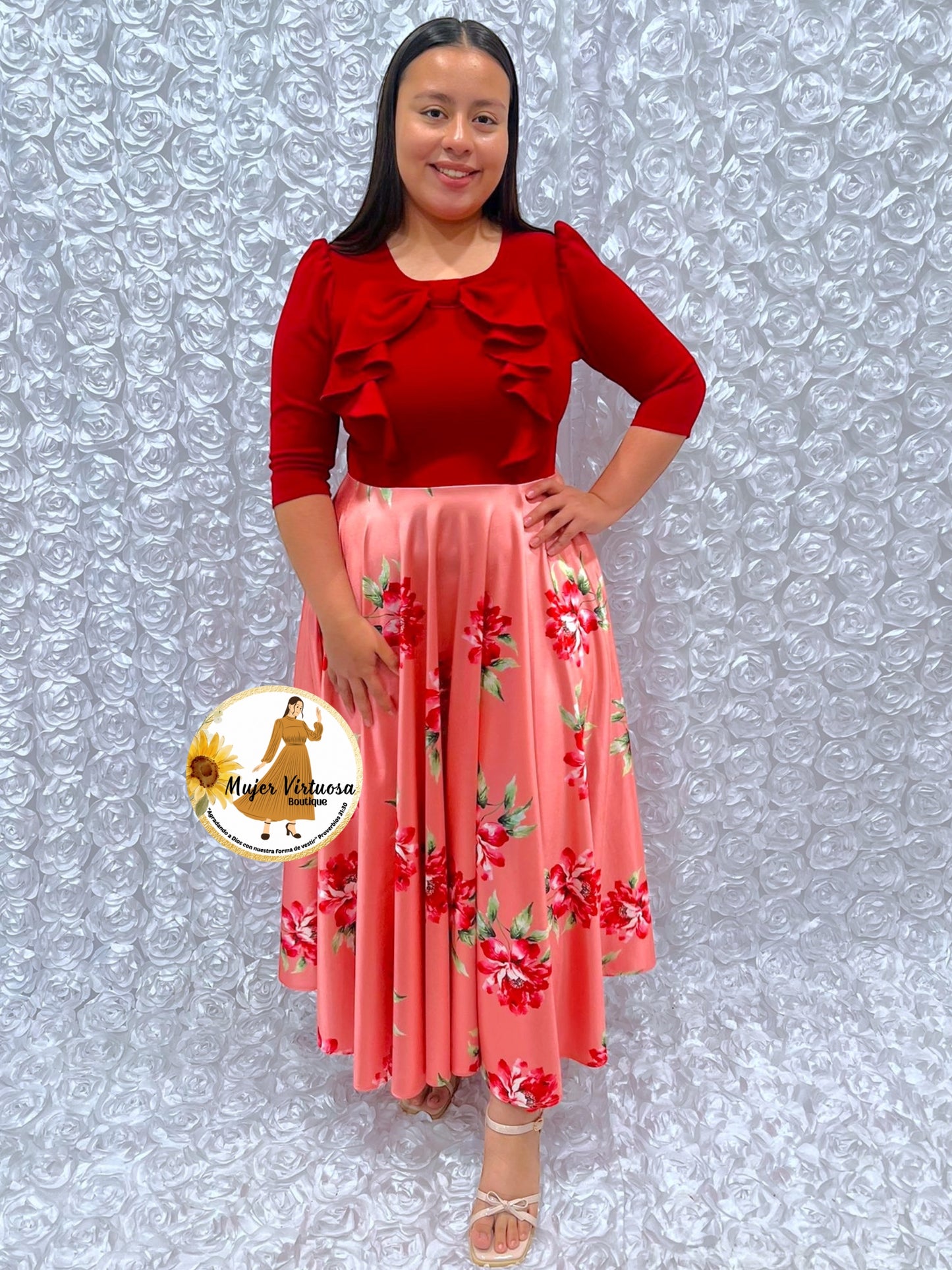 Alexa Red/Salmon Coquette Dress
