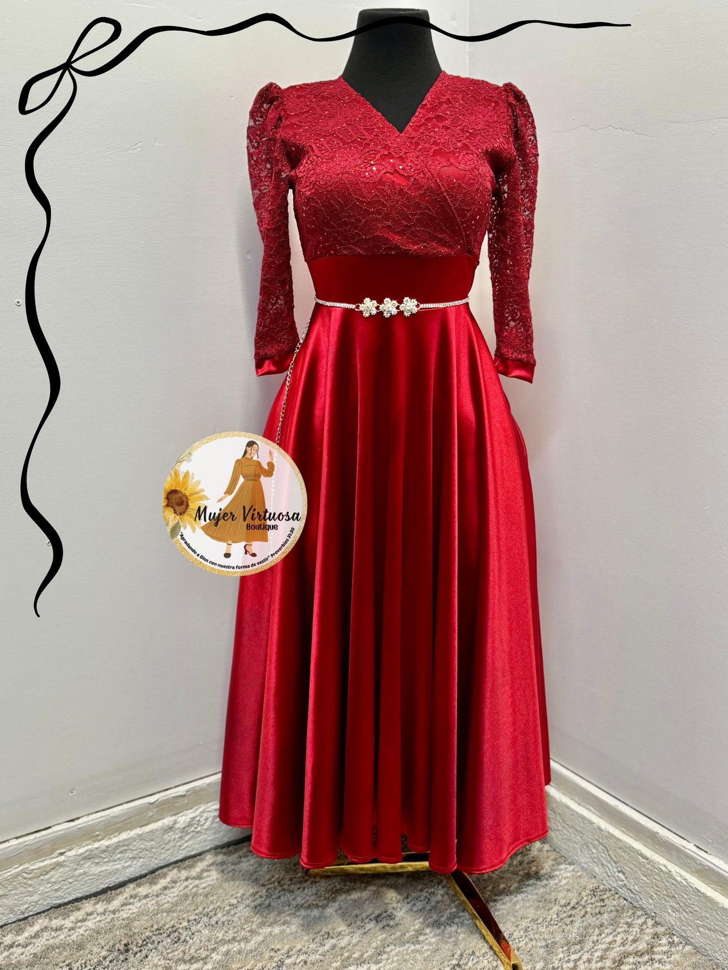 Cecilia Rubí Red Satin Dress