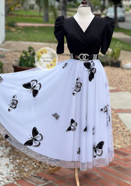 Susan Black/White Butterfly Dress