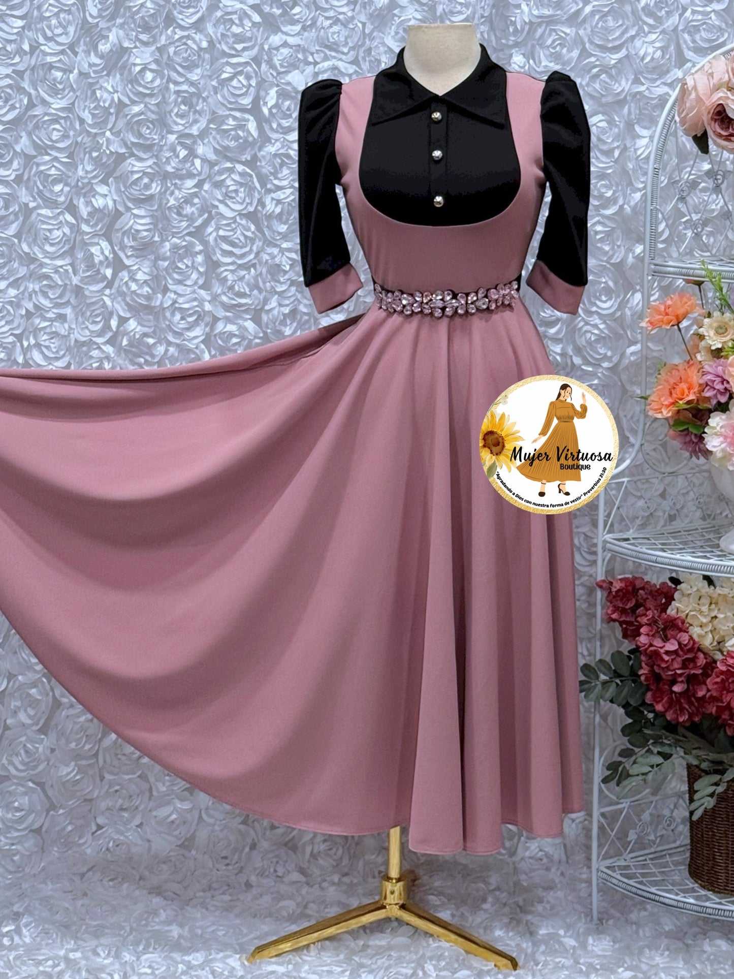 Mauve & Black 2 in 1 Dress