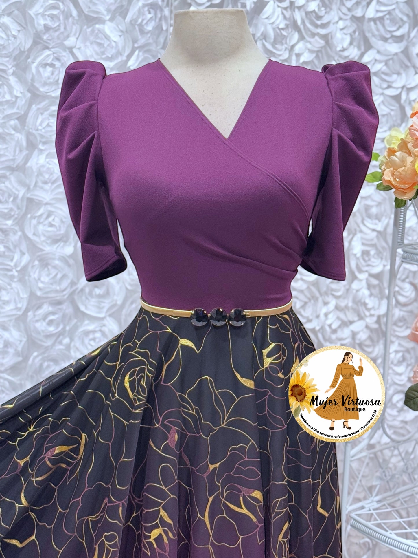 Susan Uva & Gold Ombre Mesh Dress