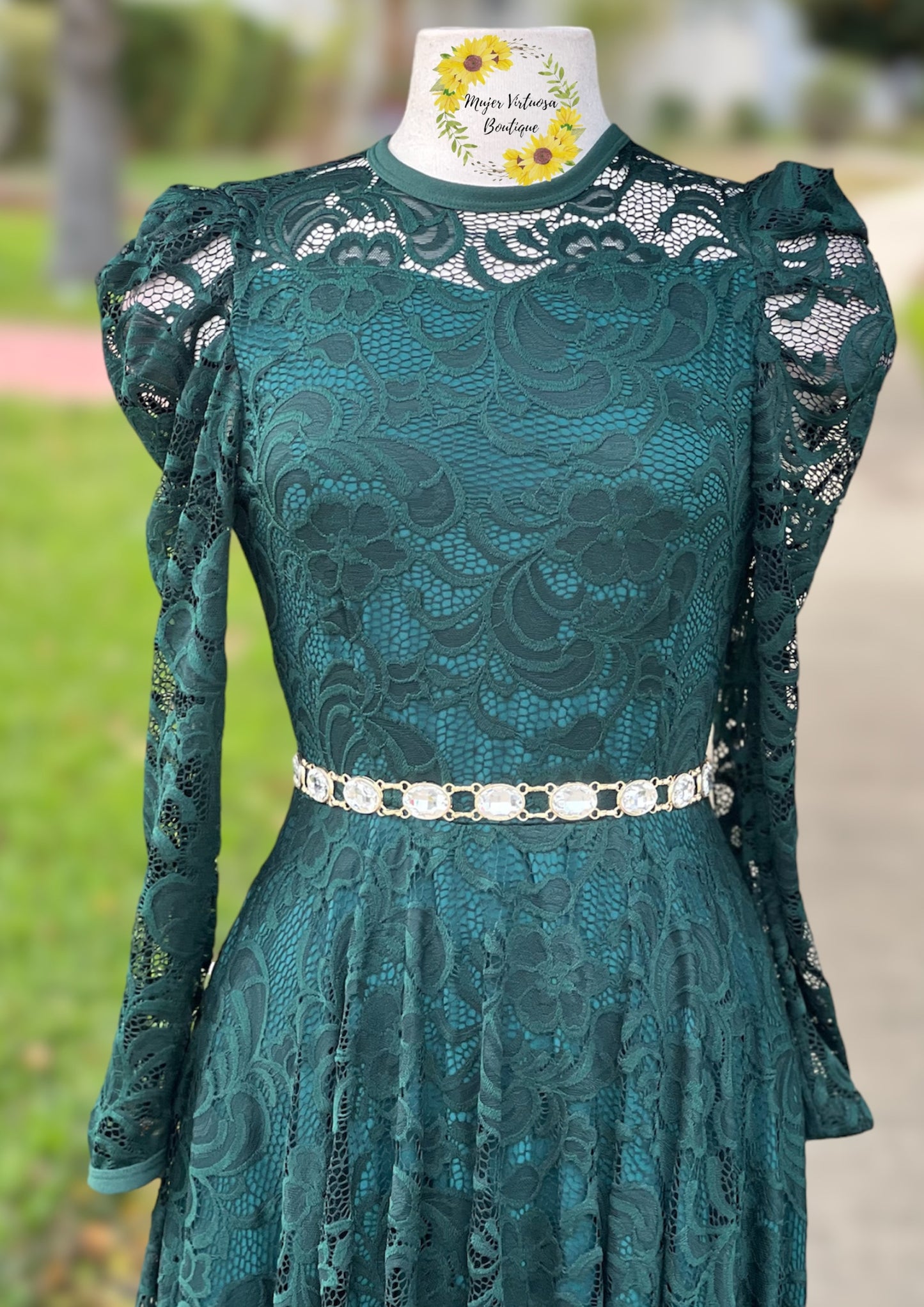 Ophelia Hunter Green Lace Dress