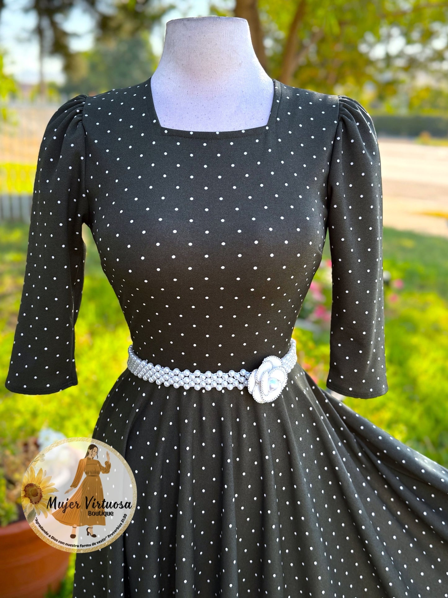 Eunice Olive Polka Dot Dress