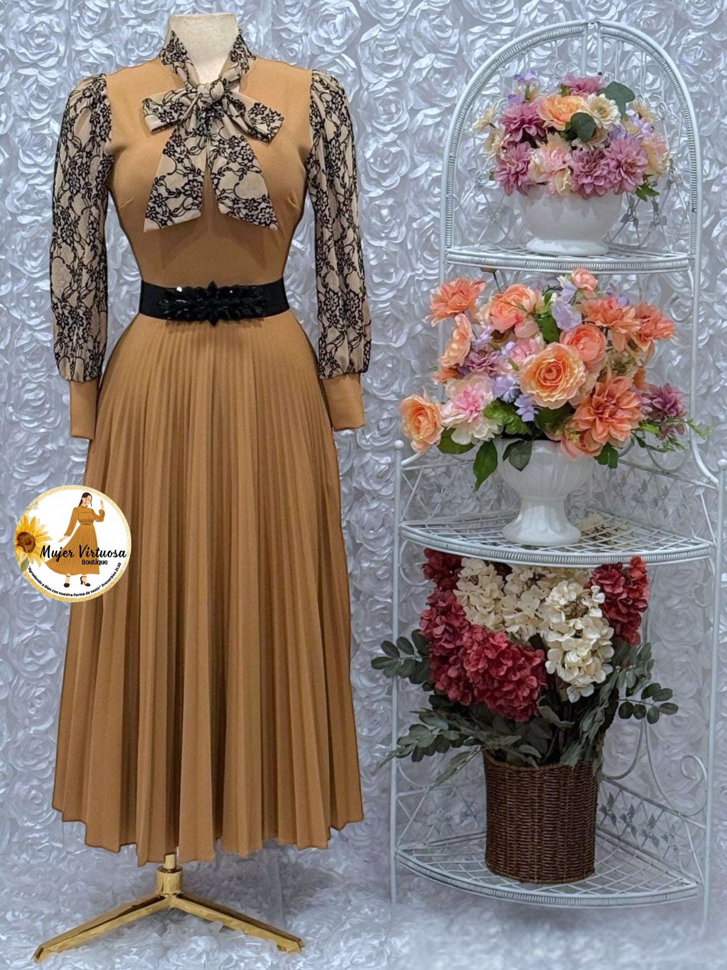 Brenda Mocha & Mesh Dress