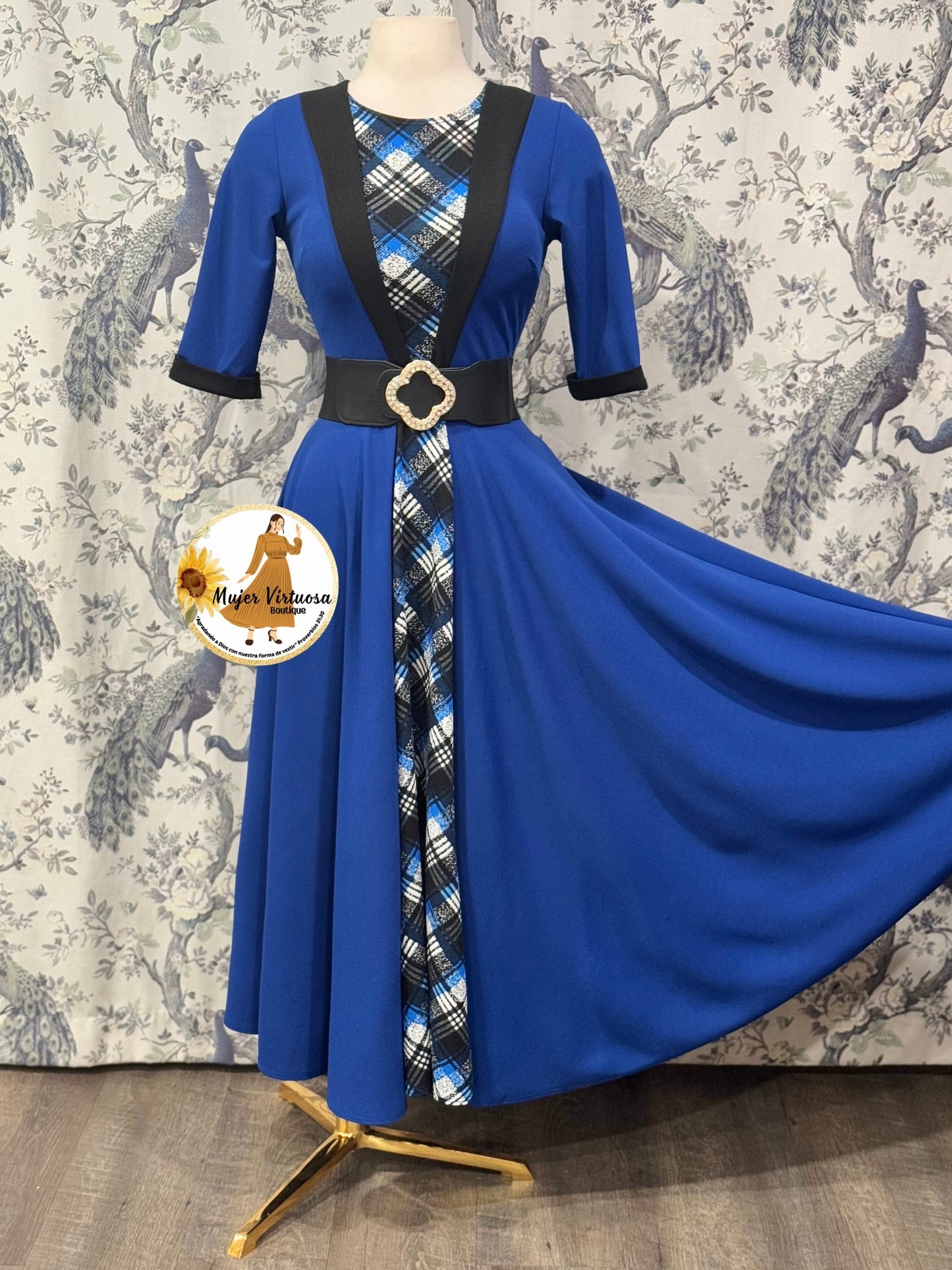 Yenny Royal Blue Plaid Dress