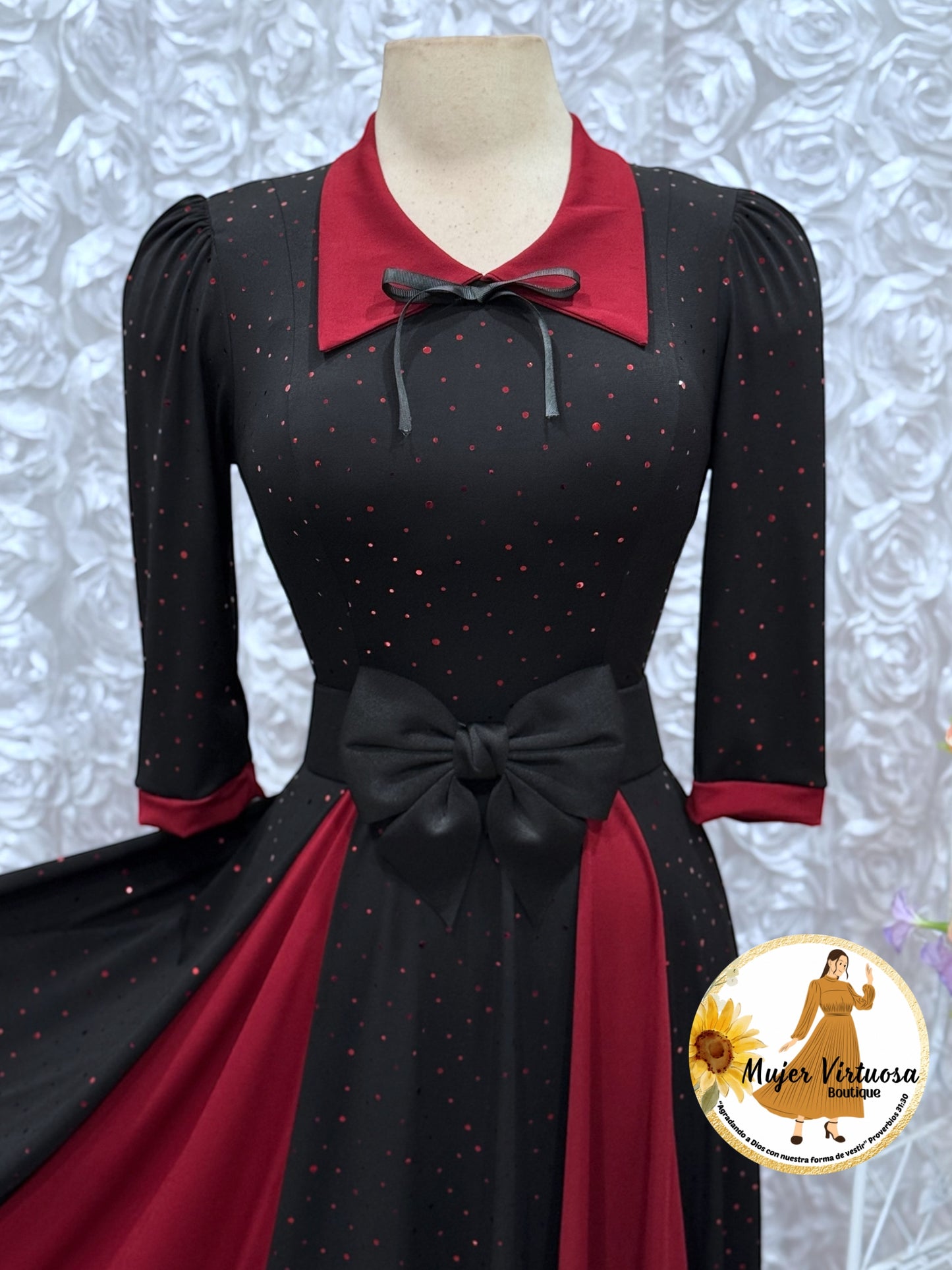 Victoria Burgundy & Black Sequin Dress