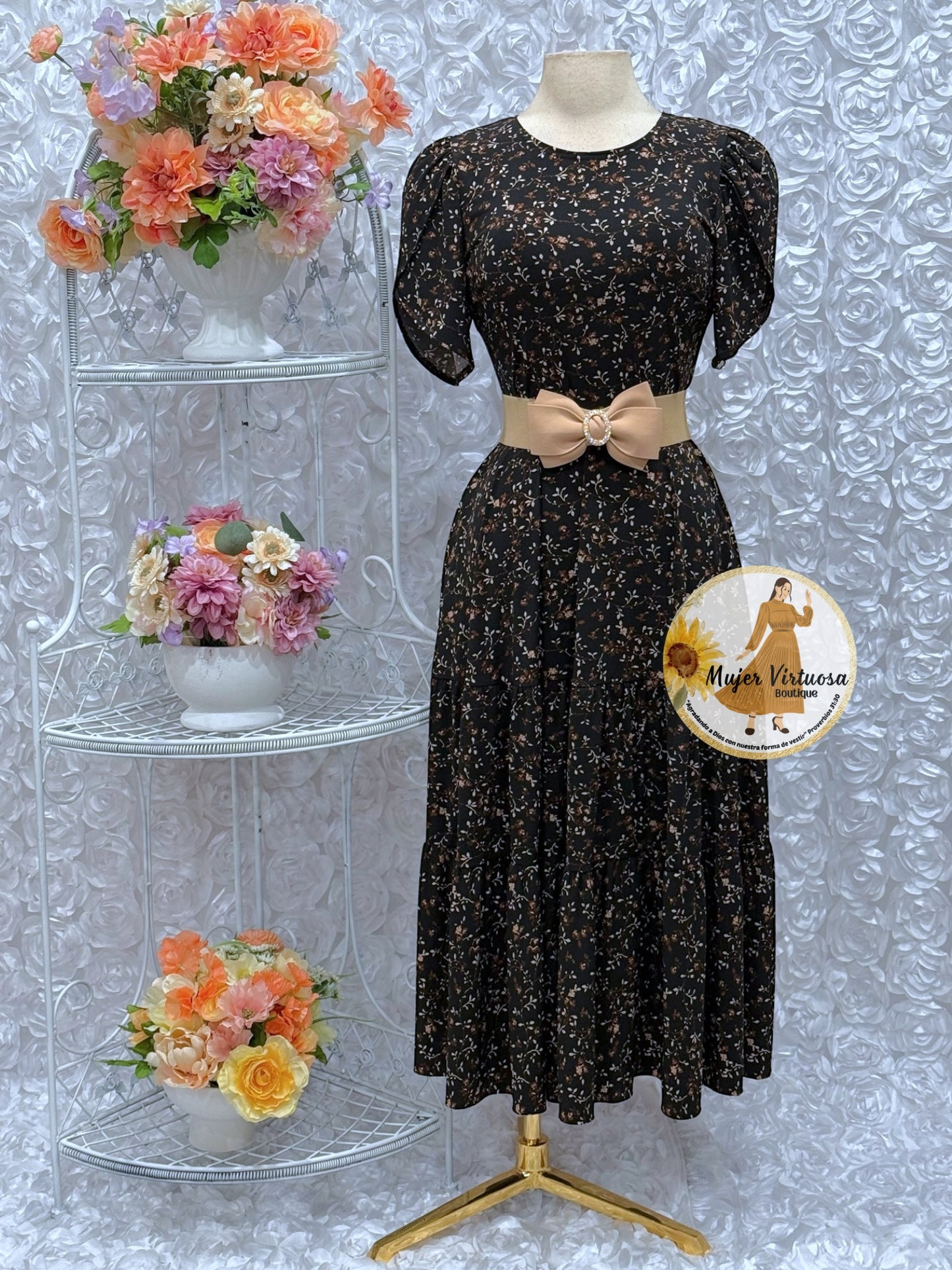 Abigail Black Floral Dress
