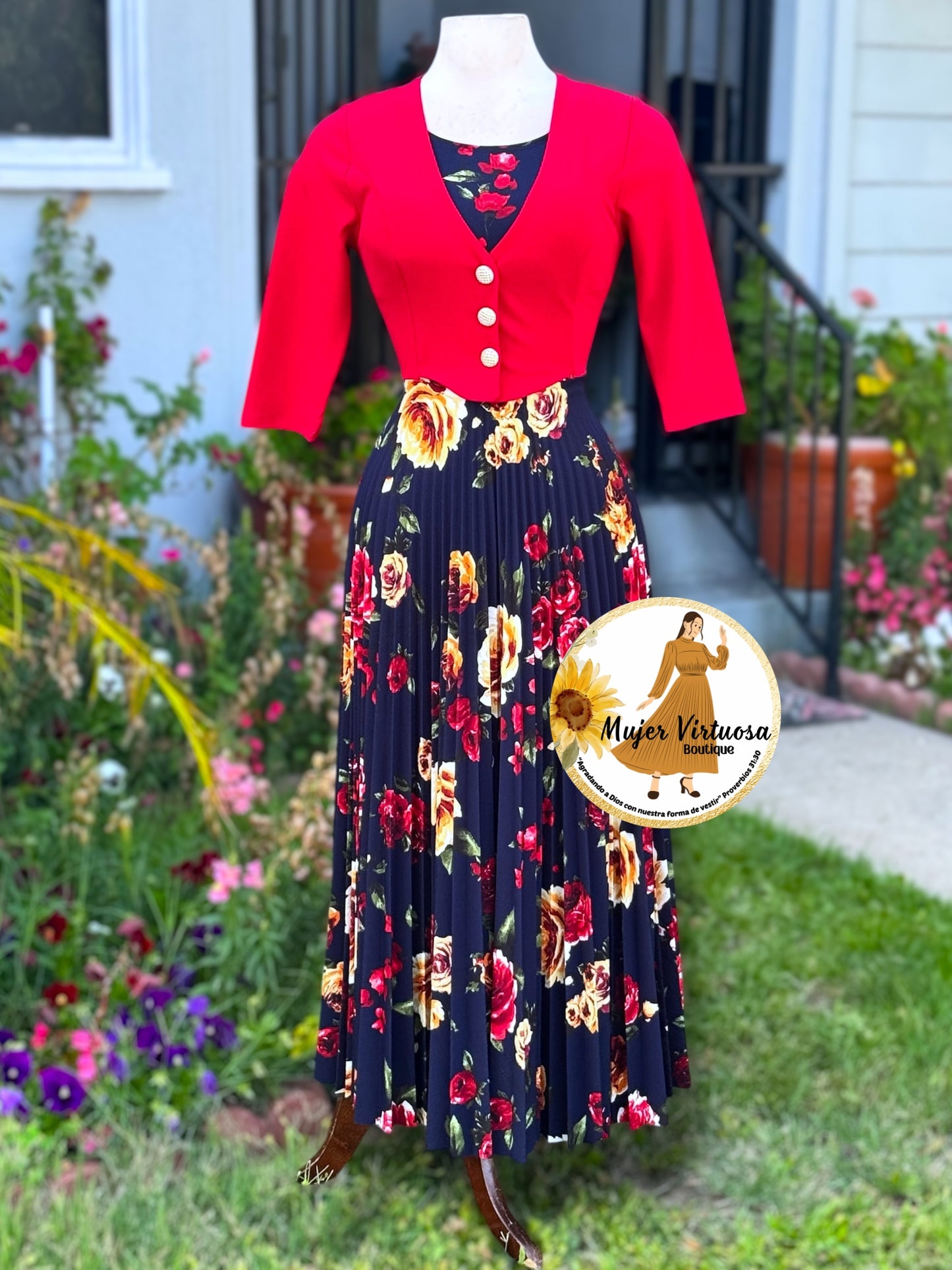 Maggie Red/Navy Blazer Dress