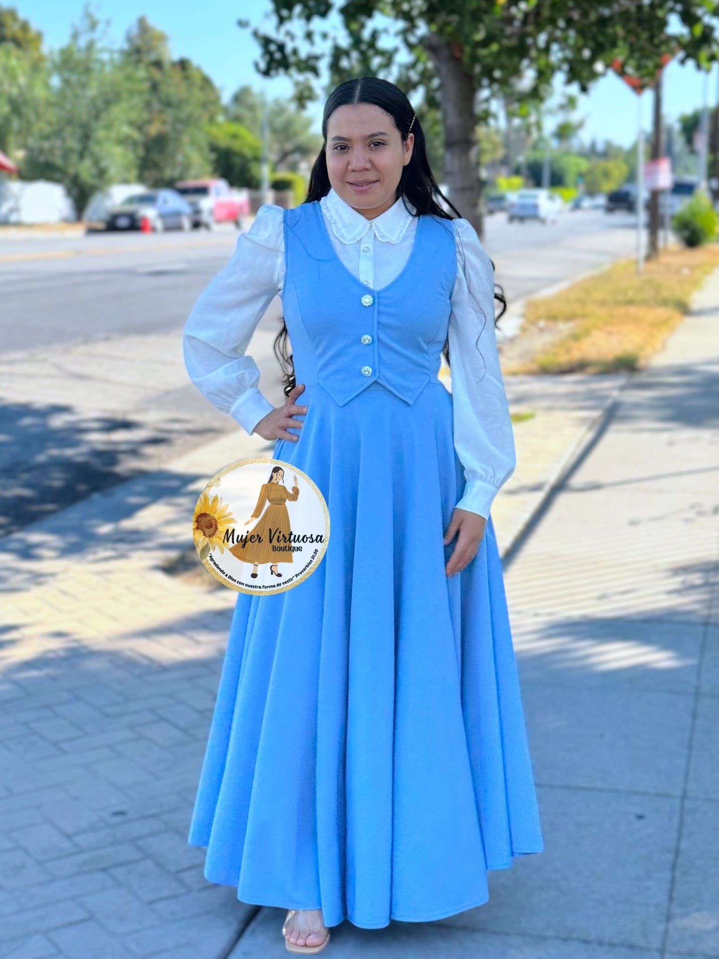 Sara Baby Blue Vest Overall