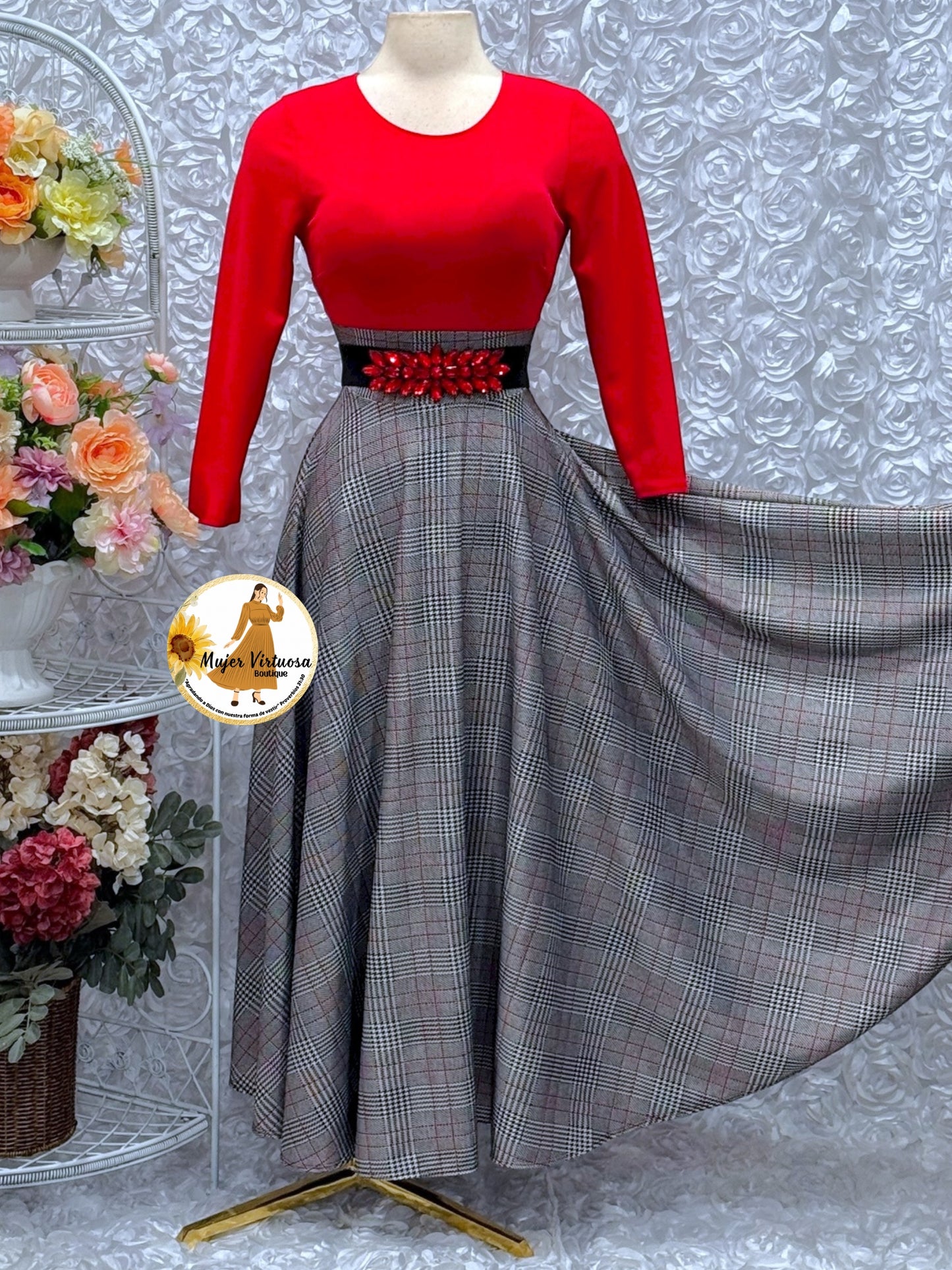 Alicia Red Plaid Dress