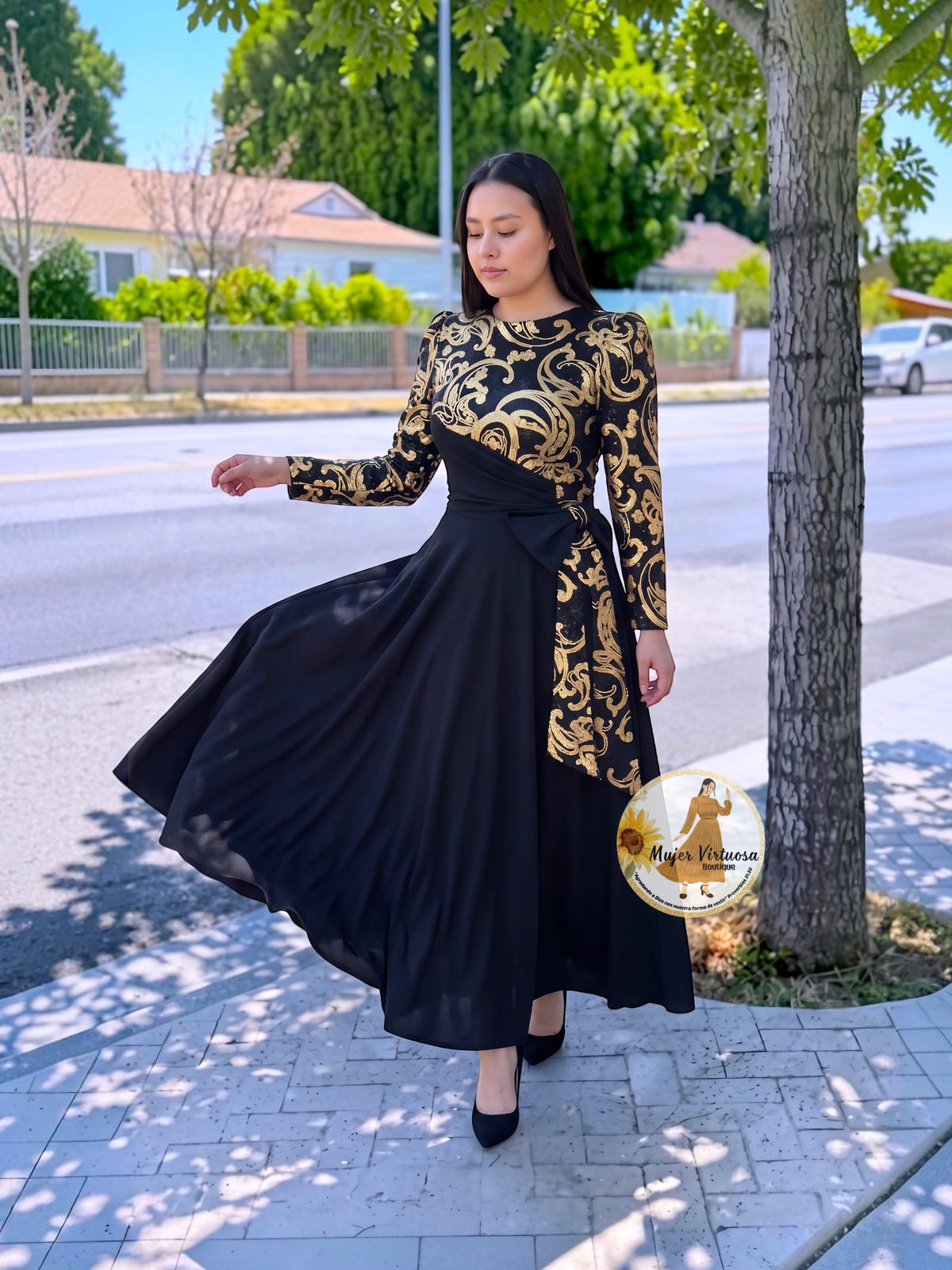 Damaris Black & Gold Dress