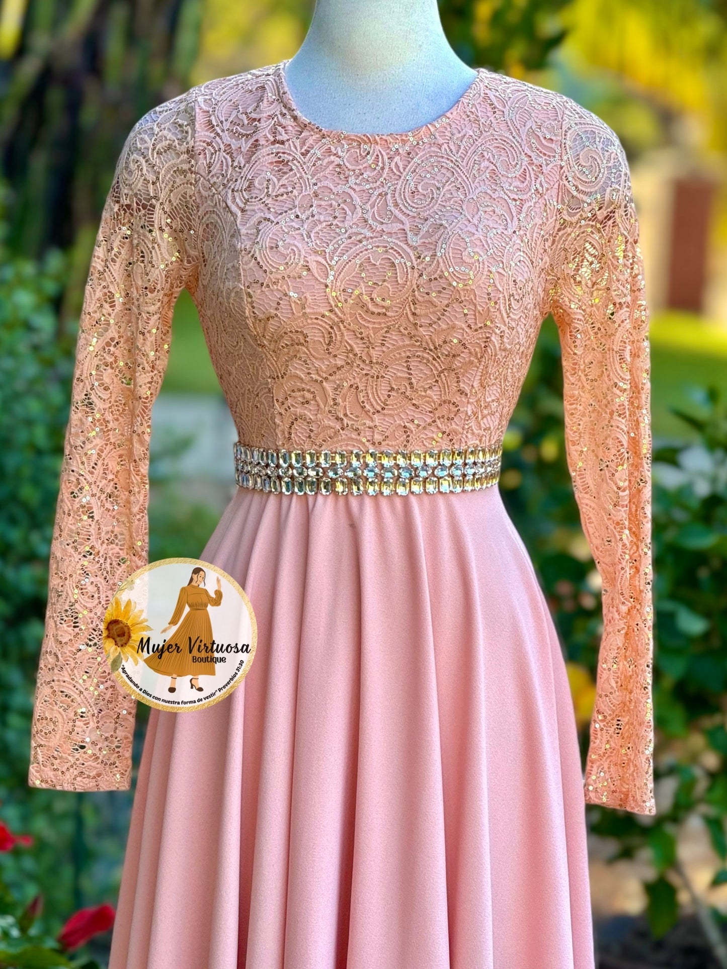 Anabel Peach Lace Dress