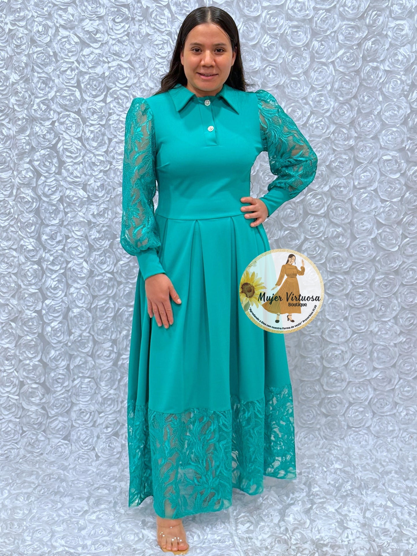 Belinda Turquesa Pleated Dress