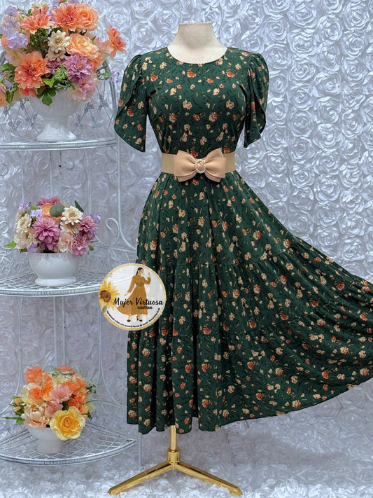 Abigail Hunter Green Floral Dress
