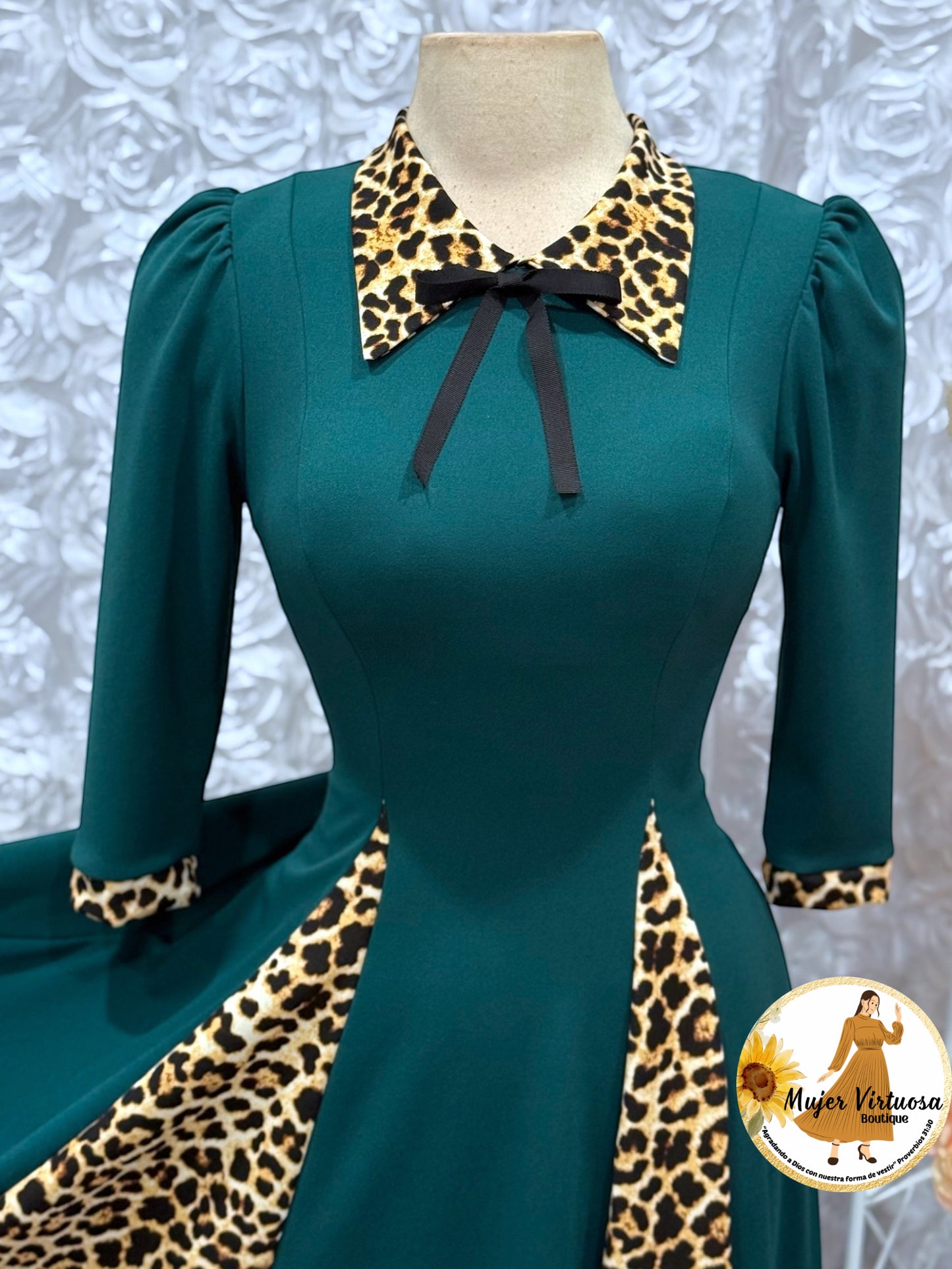 Victoria Hunter Green Animal Print Dress