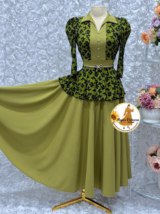 Analy Avocado Green Floral Dress