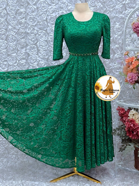 Camila Kelly Green Lace Dress
