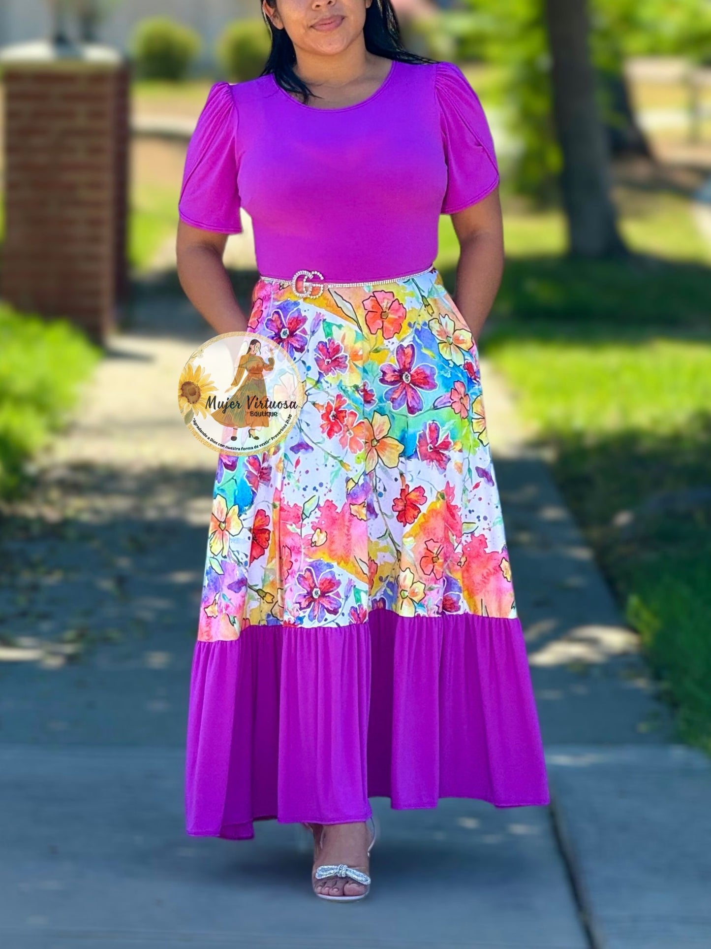 Magenta Floral Summer Maxi Dress