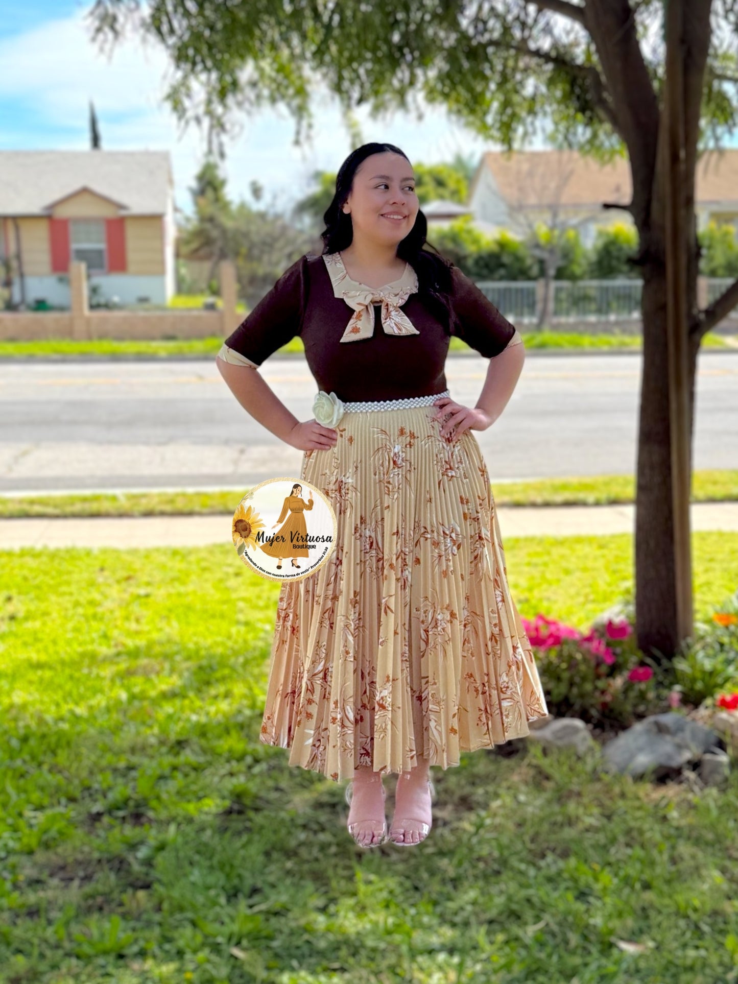 Madelyn Brown & Beige Dress
