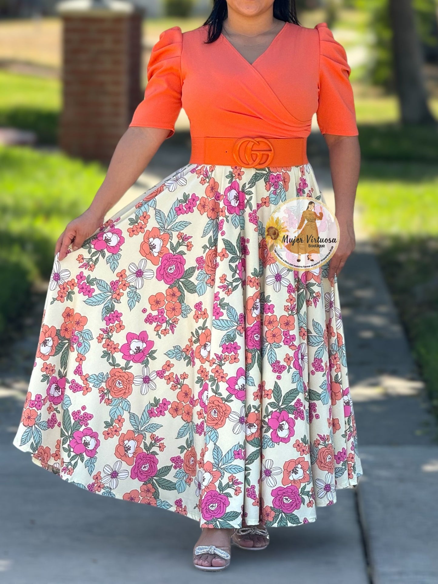 Orange Floral Maxi Dress