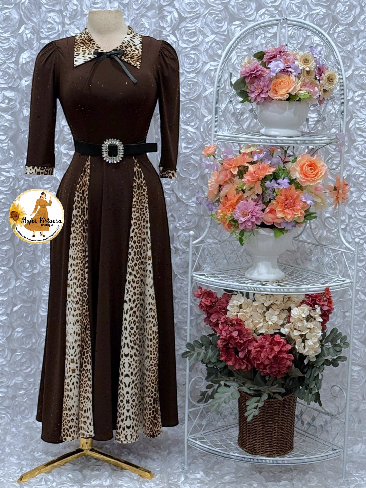 Victoria Brown & Animal Print Sequin Dress