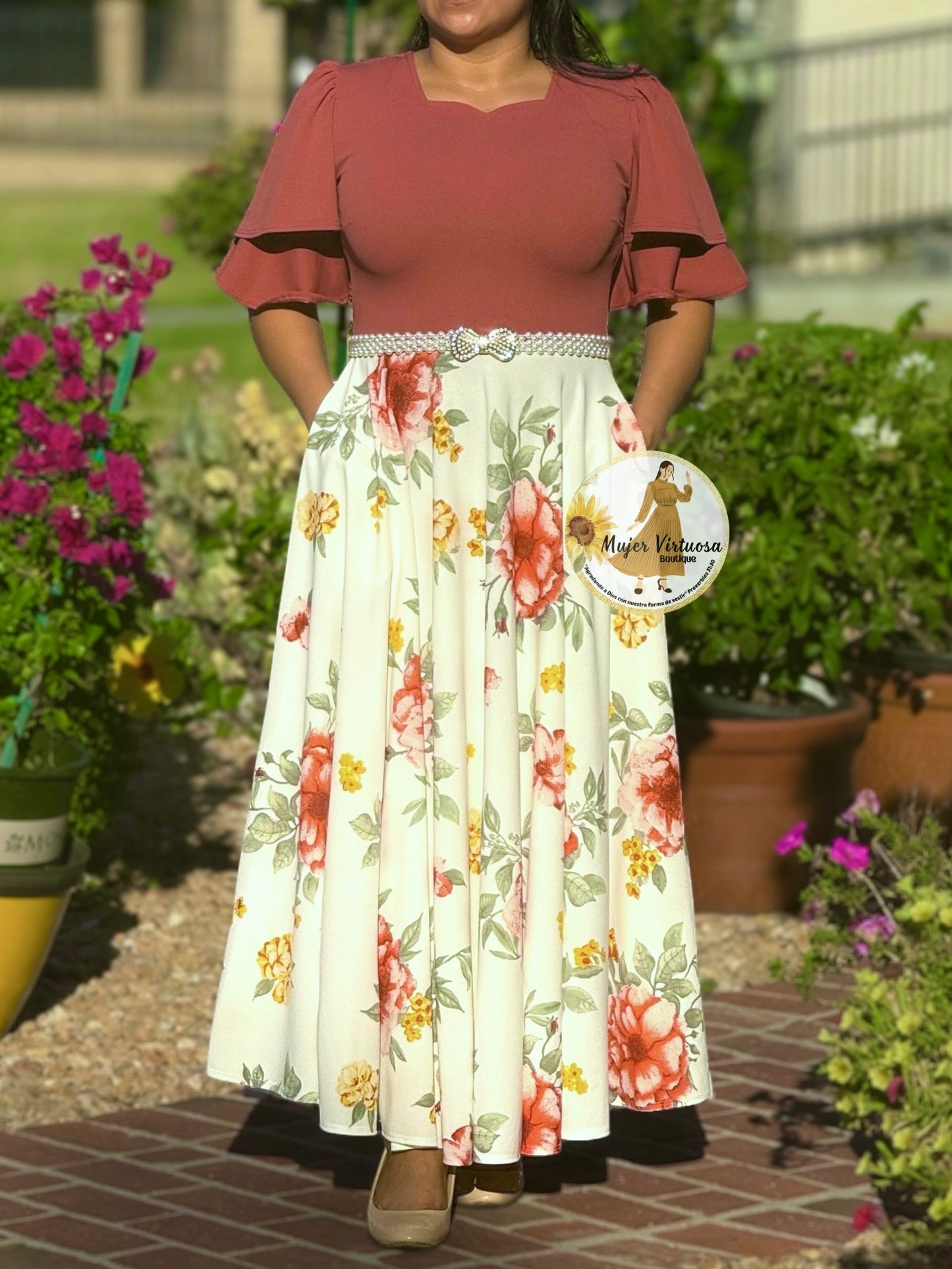 Olivia Dusty Rose Floral Dress