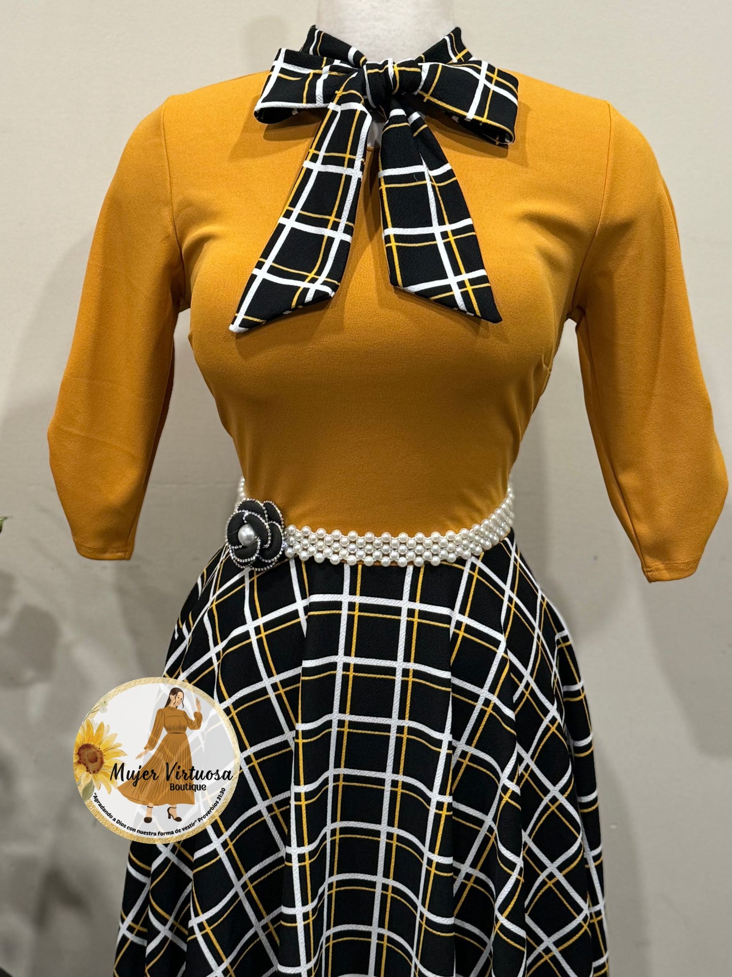 Anna Mustard & Black Plaid Dress