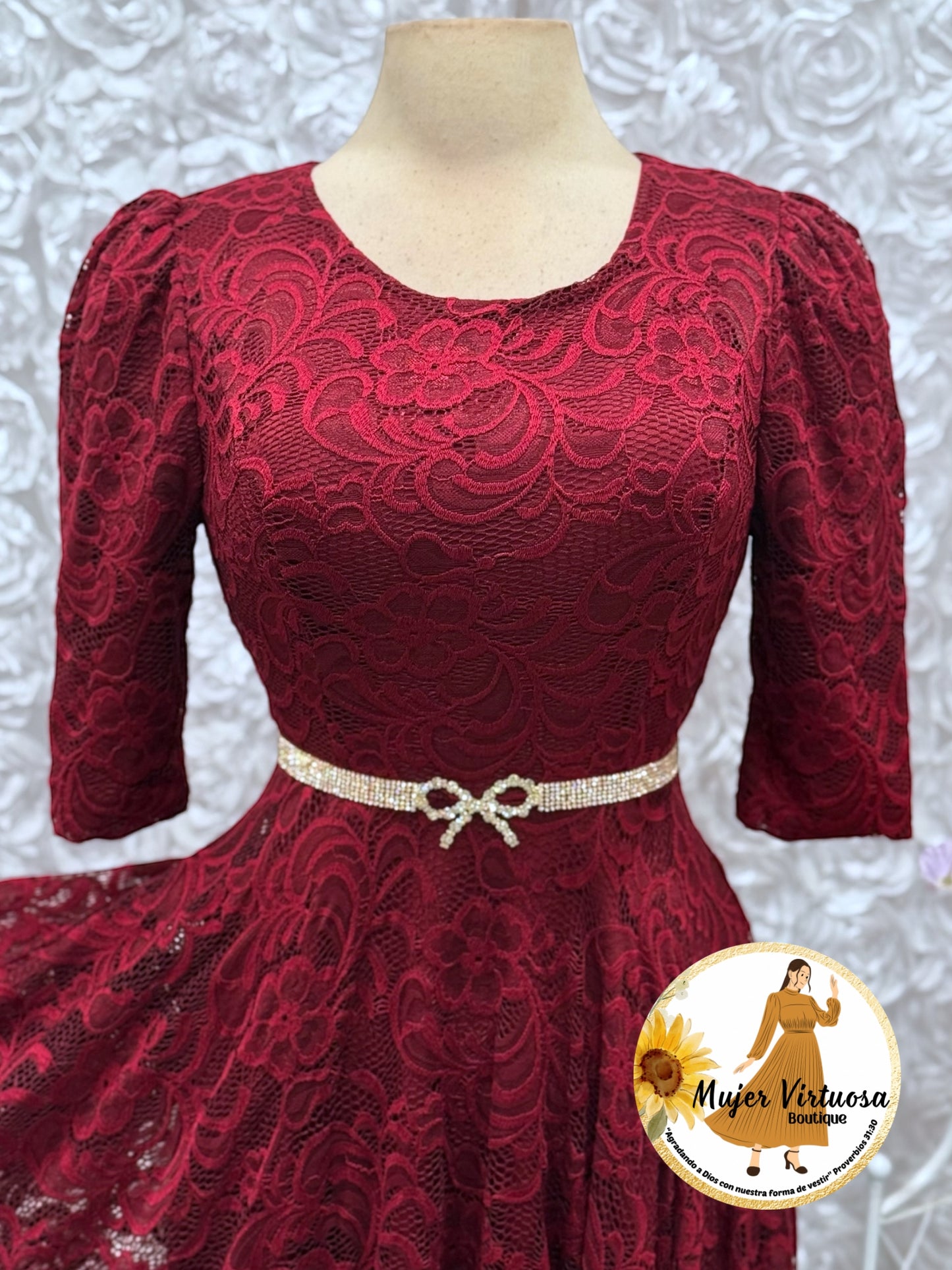 Camila Burgundy Lace Dress