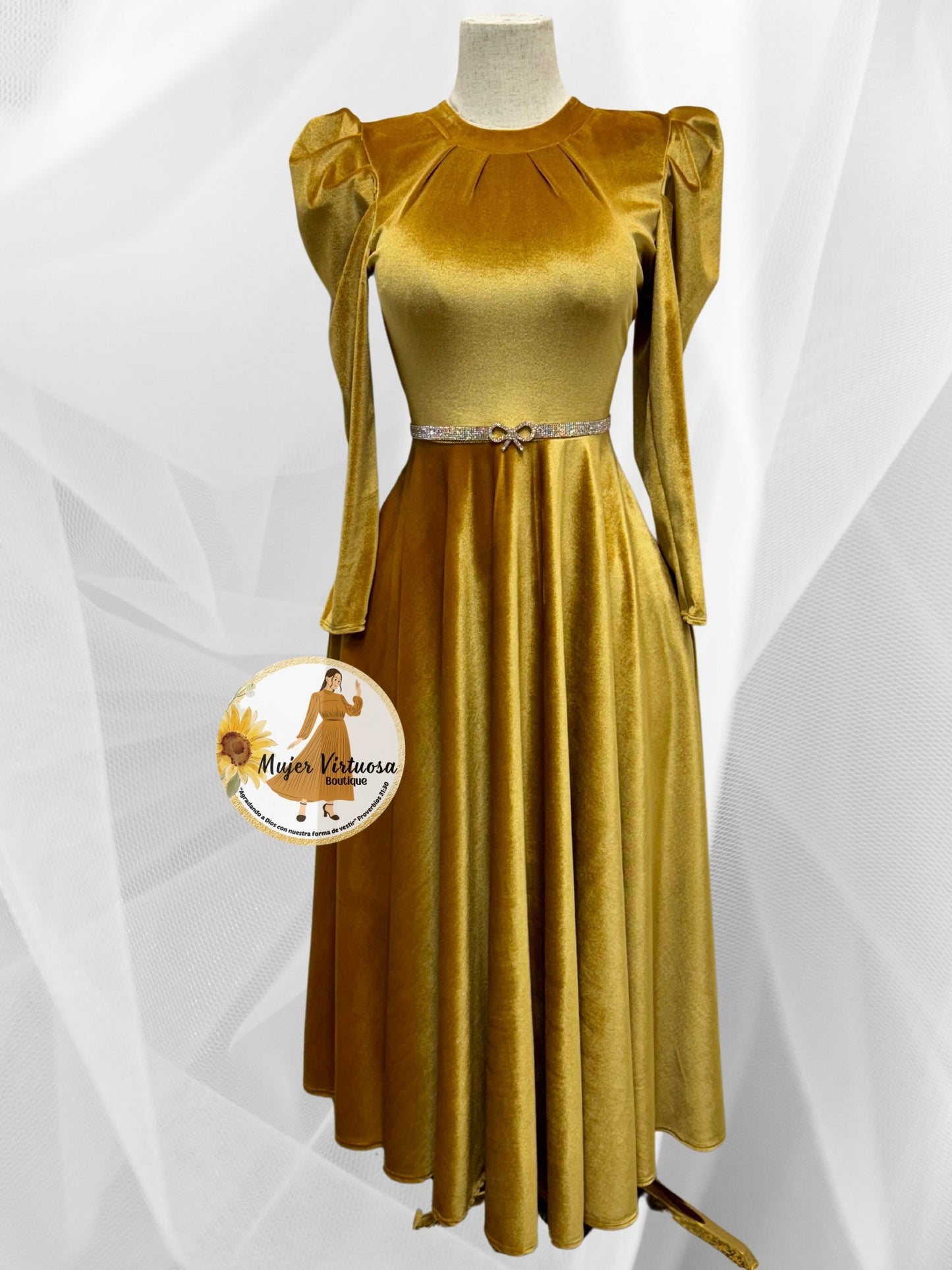 Eloisa Gold Velvet Dress