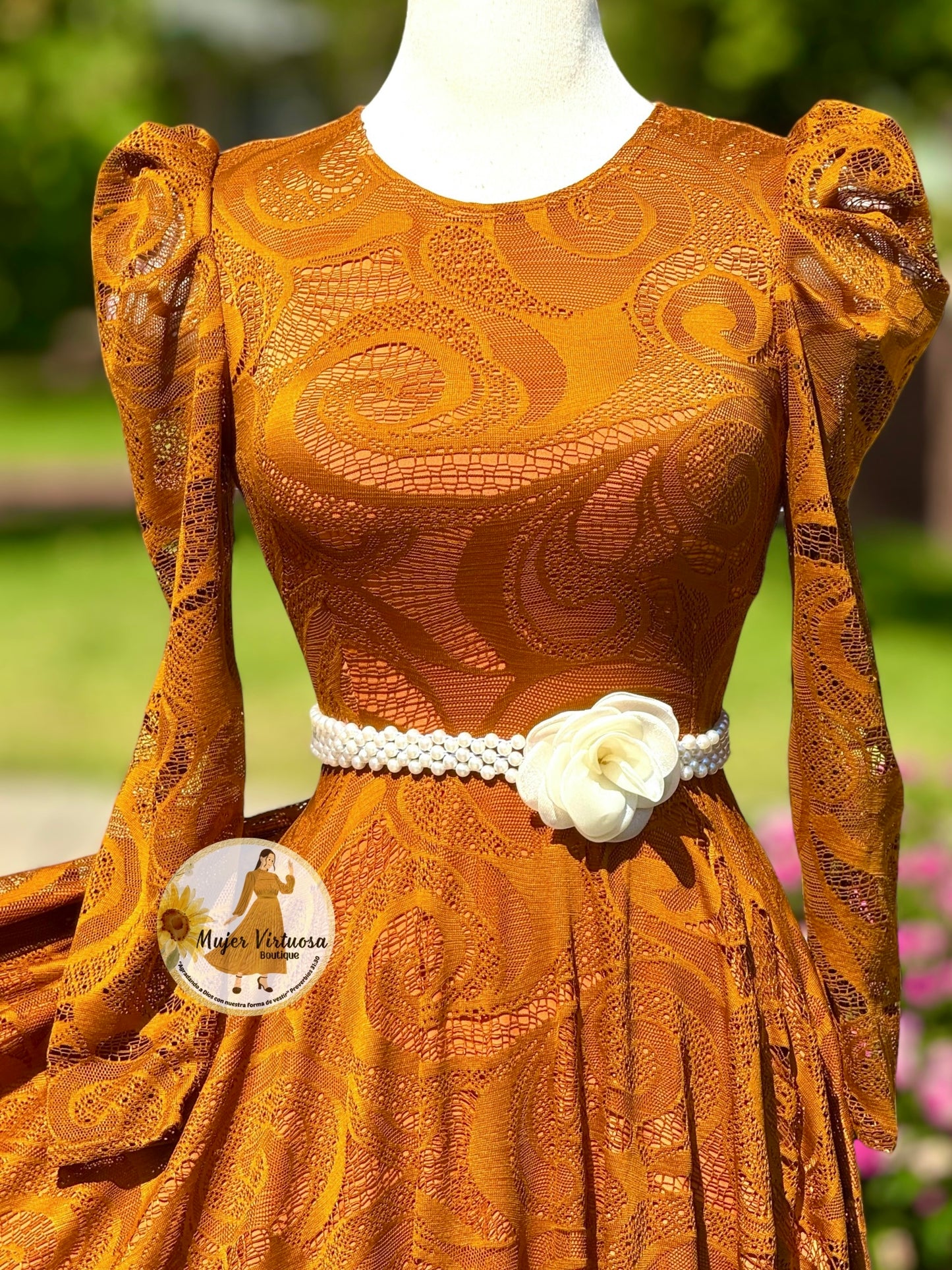 Ophelia Lace Terracota Dress