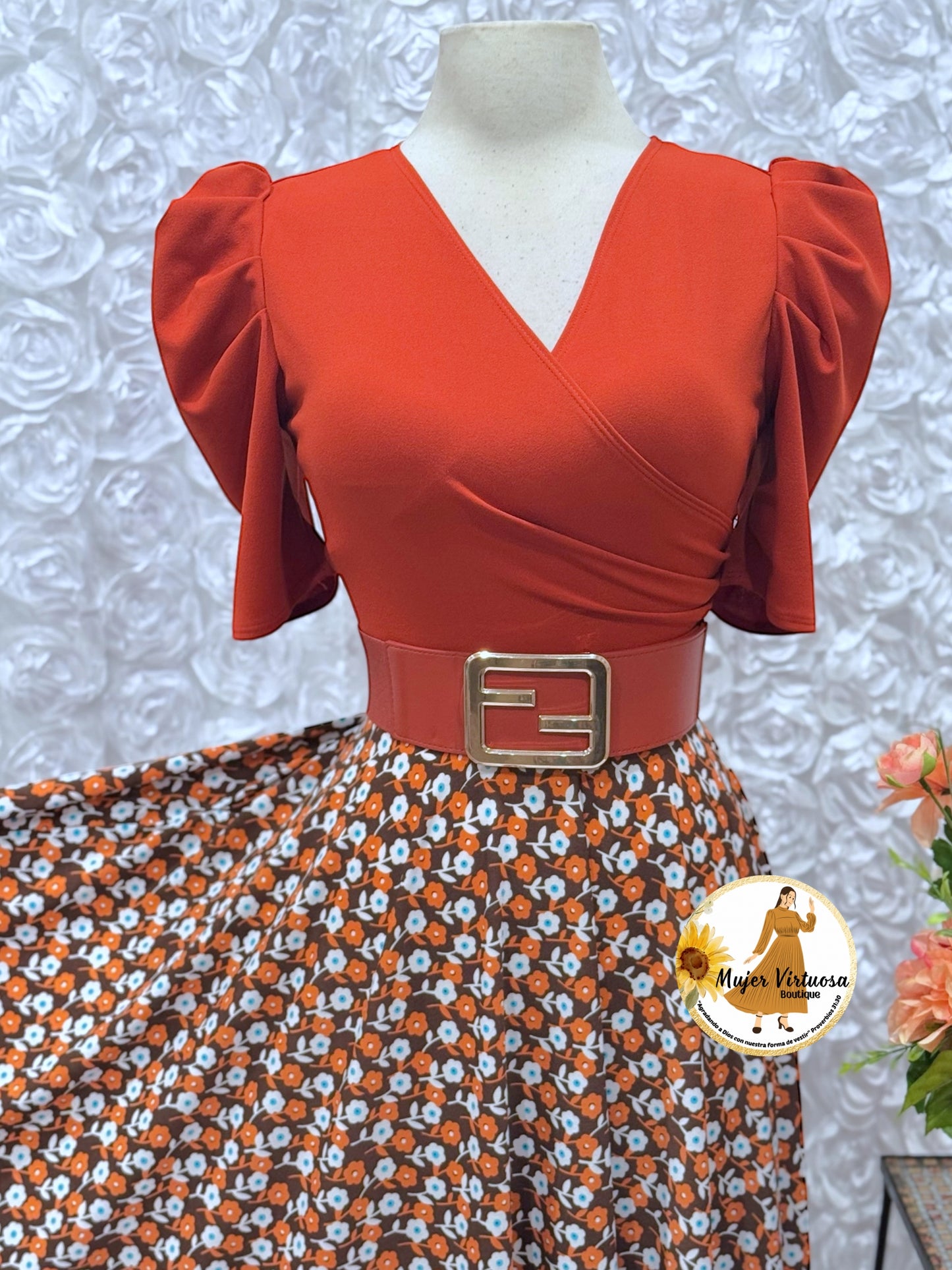 Suri Rust Floral Dress