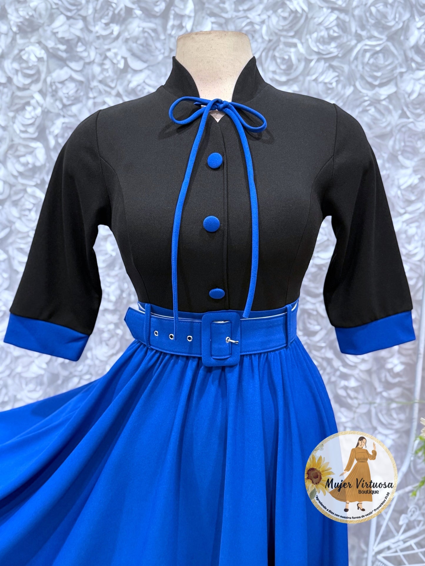 Maya Black & Royal Blue Dress