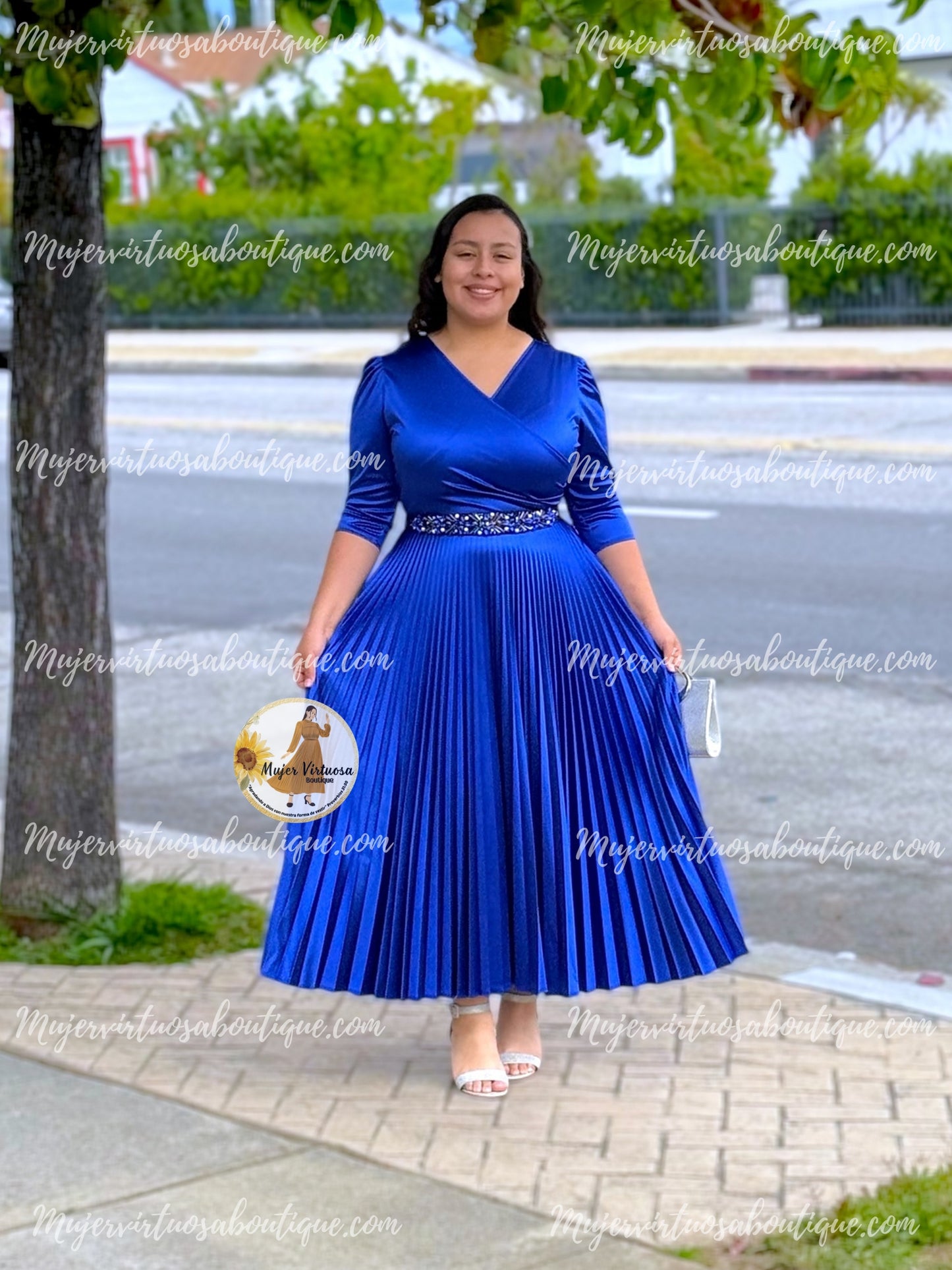 Celine Royal Blue Satin Dress