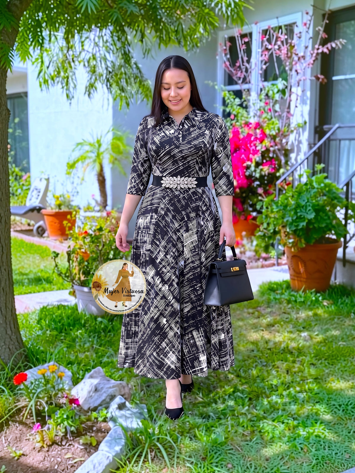 Minerva Black & White Dress