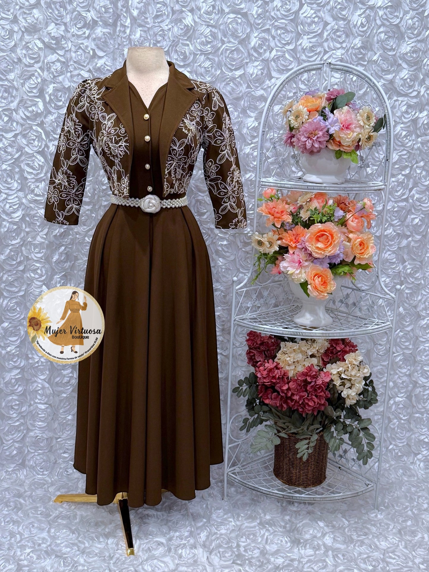 Linda Brown Embroidered Dress