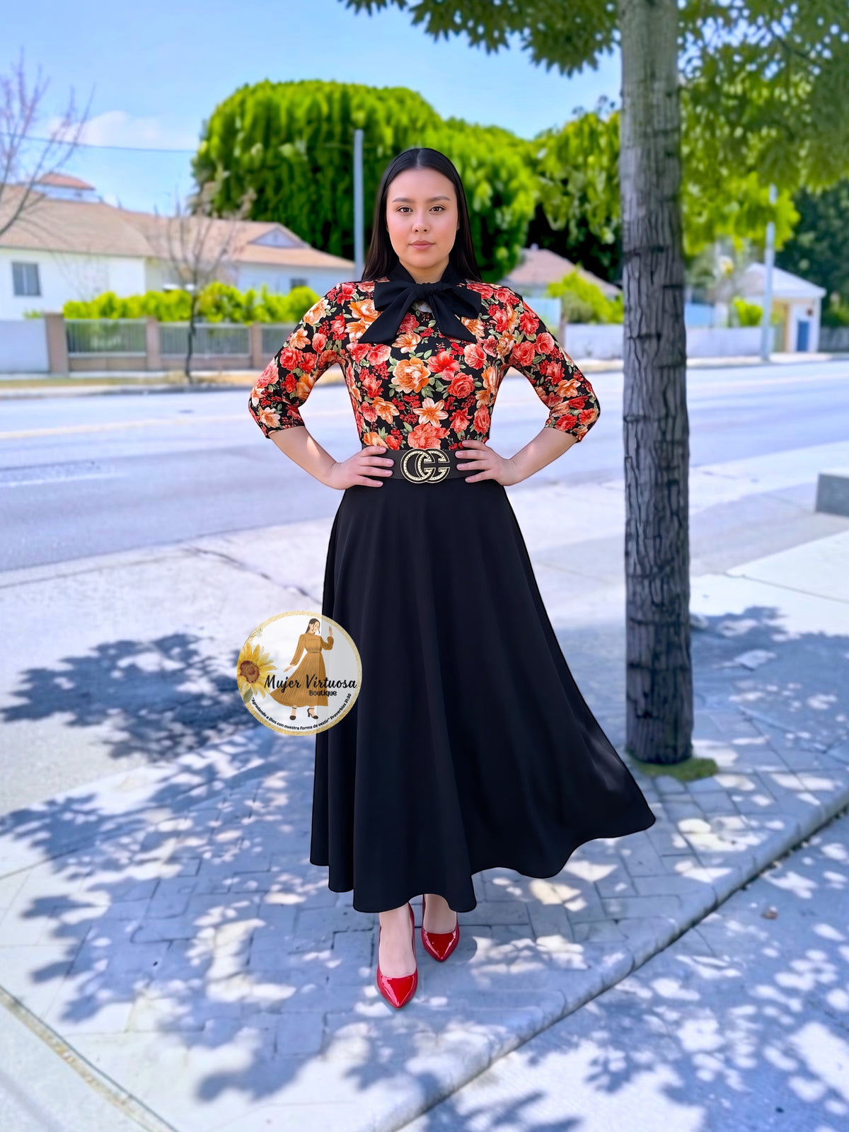 Anna Floral & Black Dress